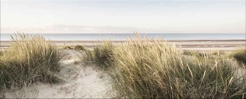 artissimo Glasbild Glasbild XXL 125x50 cm Bild aus Glas Wandbild groß Ostsee Sylt Dünen, Strand und Meer: Dünen-Gras