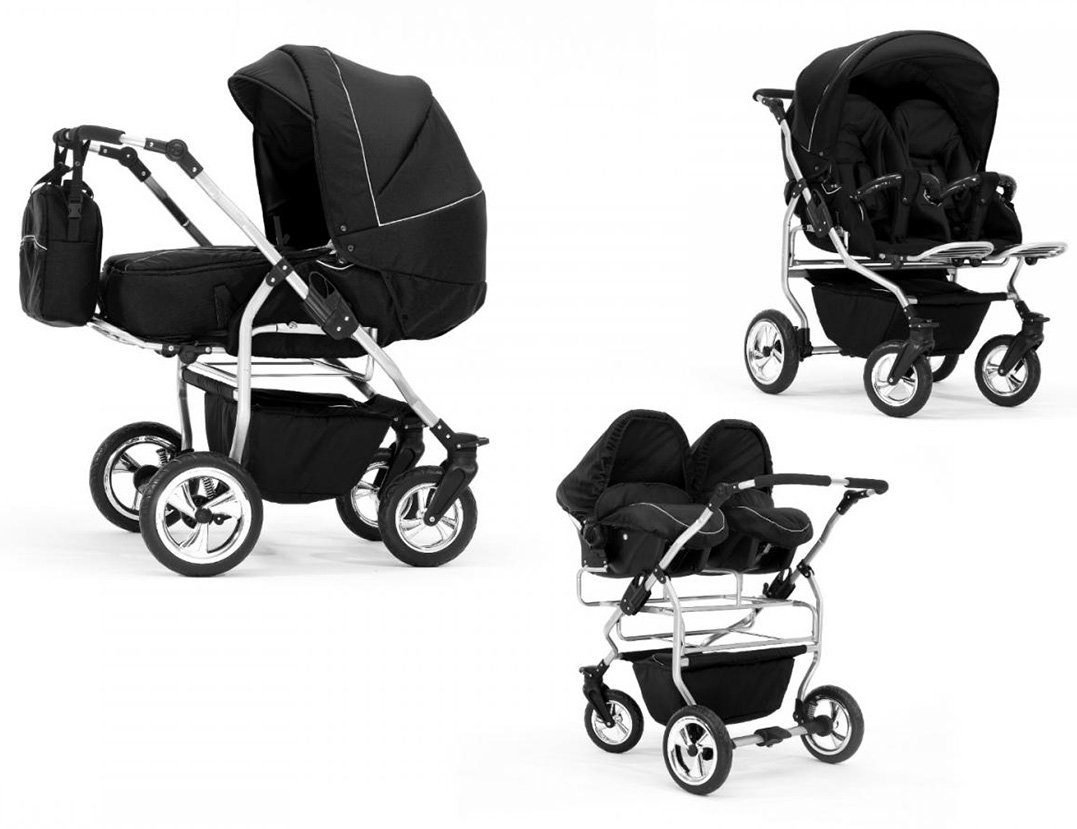 Zwillingswagen Duo 4 in 1 inkl. Sportsitze und Autositze in 20 Farben
