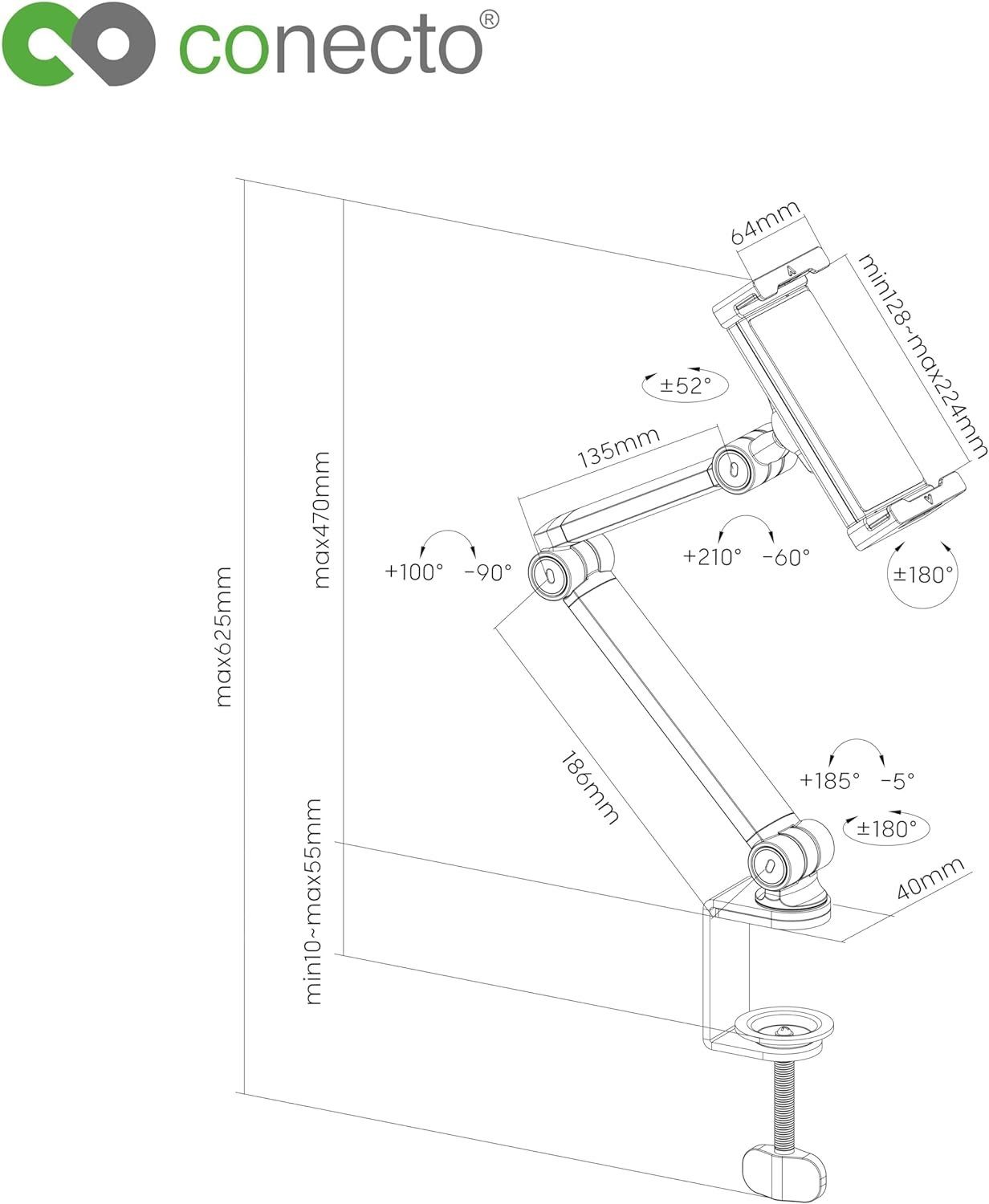 conecto Tablet-Halterung conecto Tablet-Tisch-Halterung, 360° drehbar, 4.7" bis 12.9" Tablets