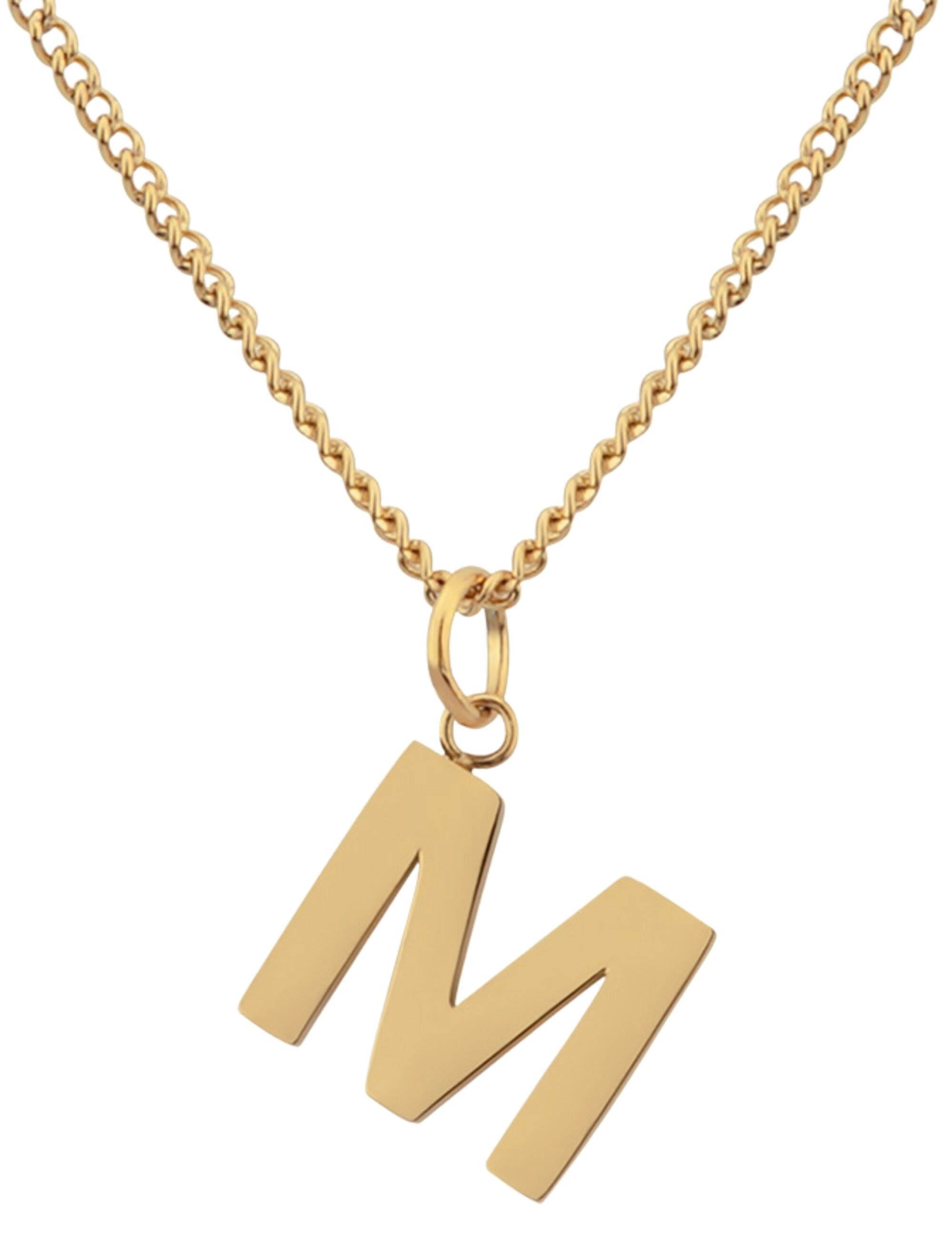 GOOD.designs Kette mit Anhänger Halskette Anhaenger-M, Buchstabenkette M in Gold, allergikerfreundlich