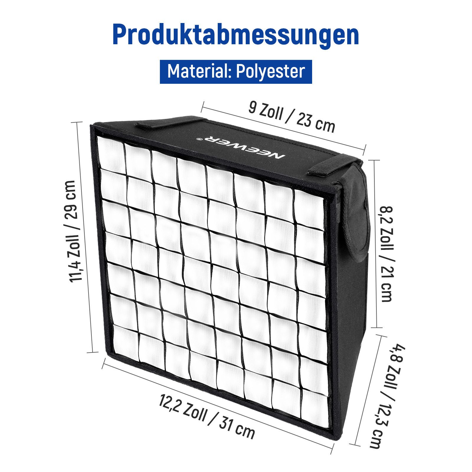 Neewer Softbox NS-660F 31x29cm Softbox Diffusor, Faltbare, mit Gitter und Tasche, für NL660 & RGB660 LED-Videoleuchtpaneel, Studio Fotografie