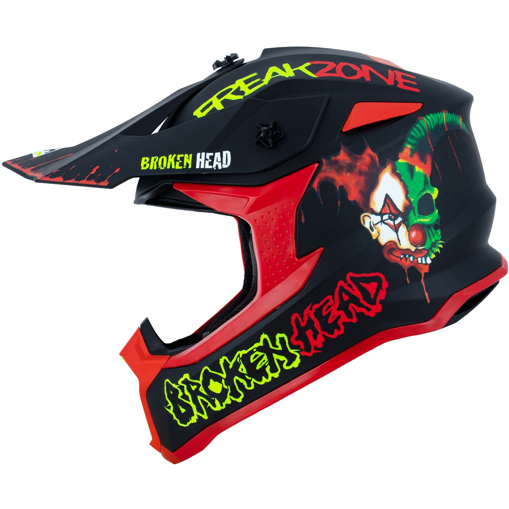 Broken Head Motocrosshelm Broken Head Motocross-Helm FreakZone Schwarz-Rot, Auffälliges Design