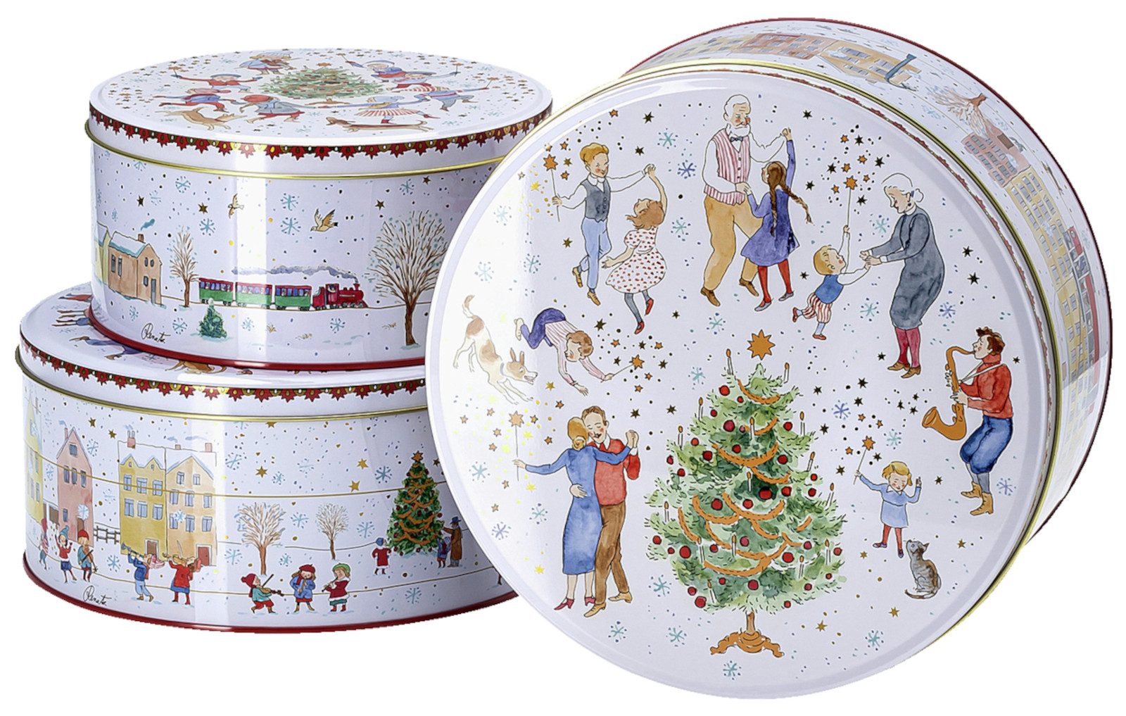 Hutschenreuther Keksdose Sammelkollektion 2023 Weihnachtsklänge Plätzchendosen Set3, Metall