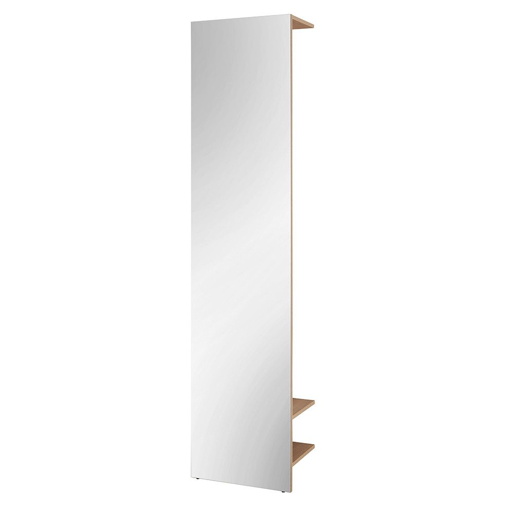 Lomadox Garderobenpaneel CRISP-61, Eiche-Nachbildung, mit Spiegel, 3 Böden und 1 Kleiderstange
