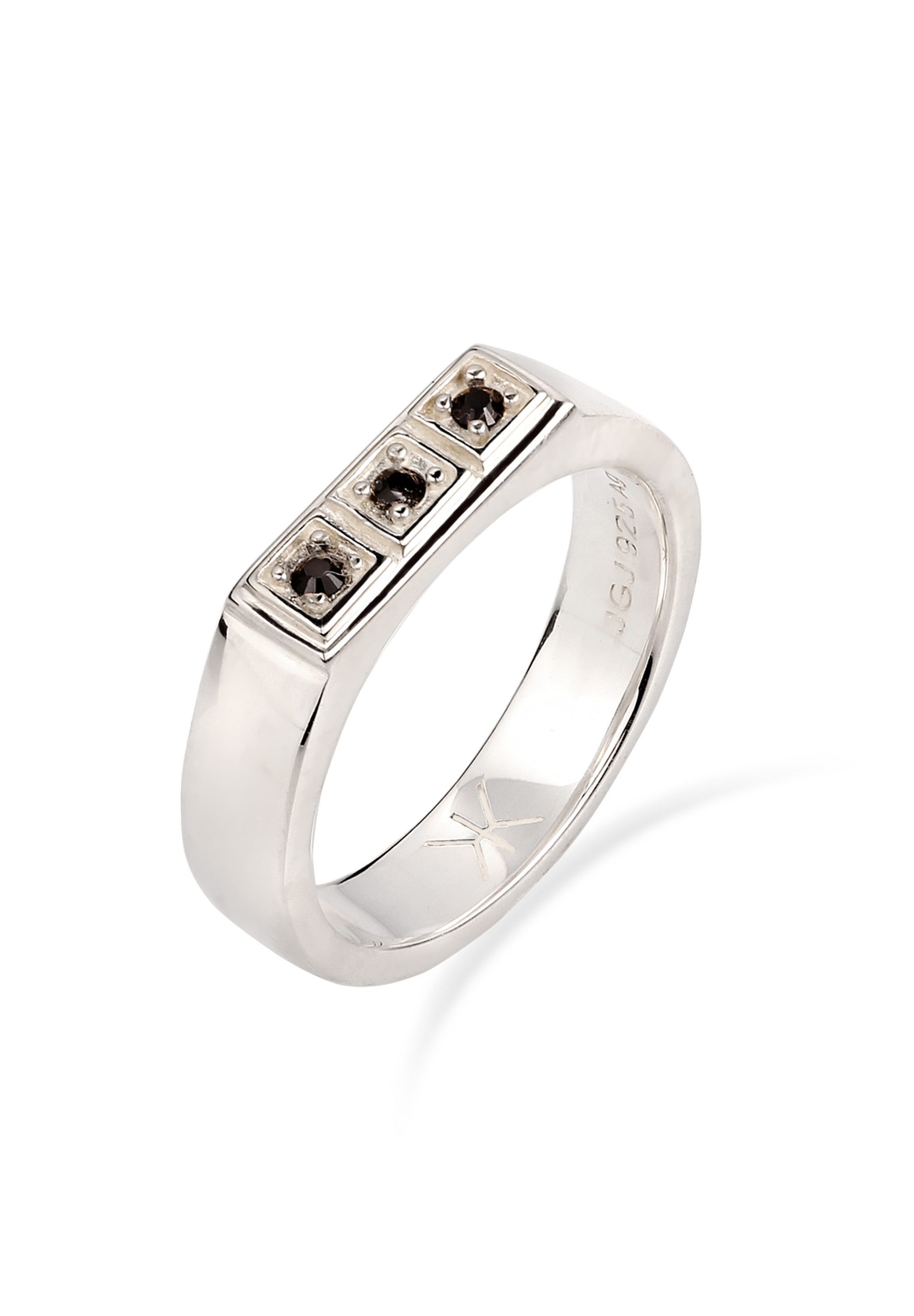 Kuzzoi Silberring Siegelring mit Kristallen von Swarovski® 925 Sterling Silber