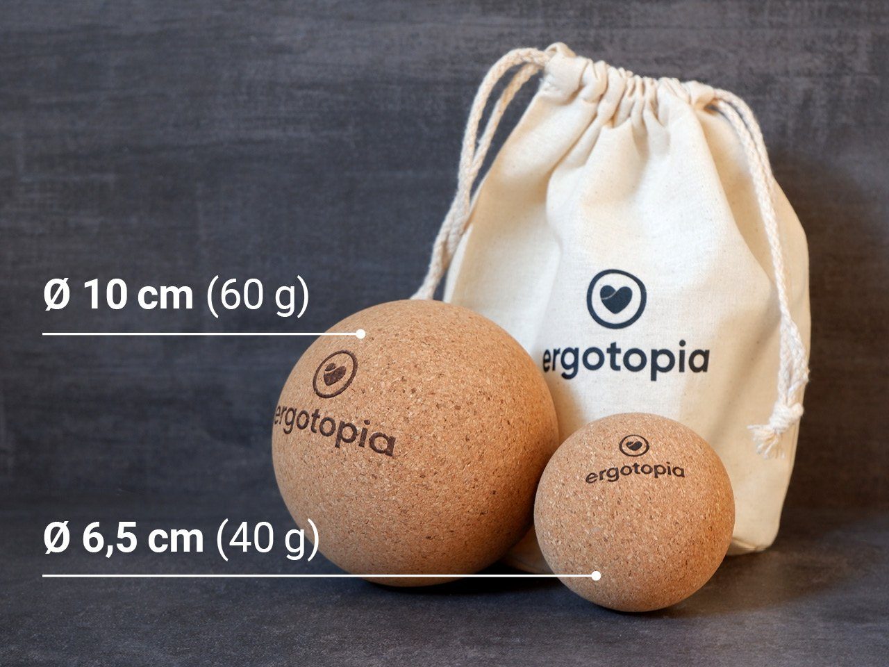 Ergotopia Massageball Faszienball Set aus antibakteriellem & langlebigem Natur-Kork