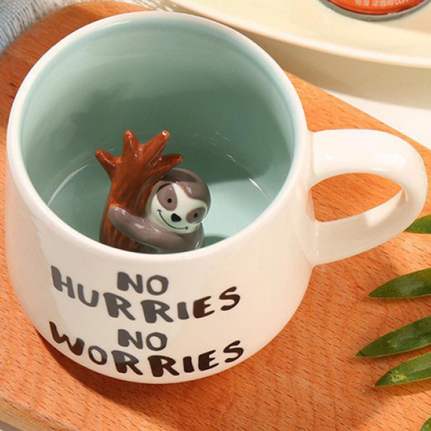 LuxusKollektion Tasse Tasse Faultier 3D Porzellan Geschenk 3d Tasse mit Faultier Figur Innen