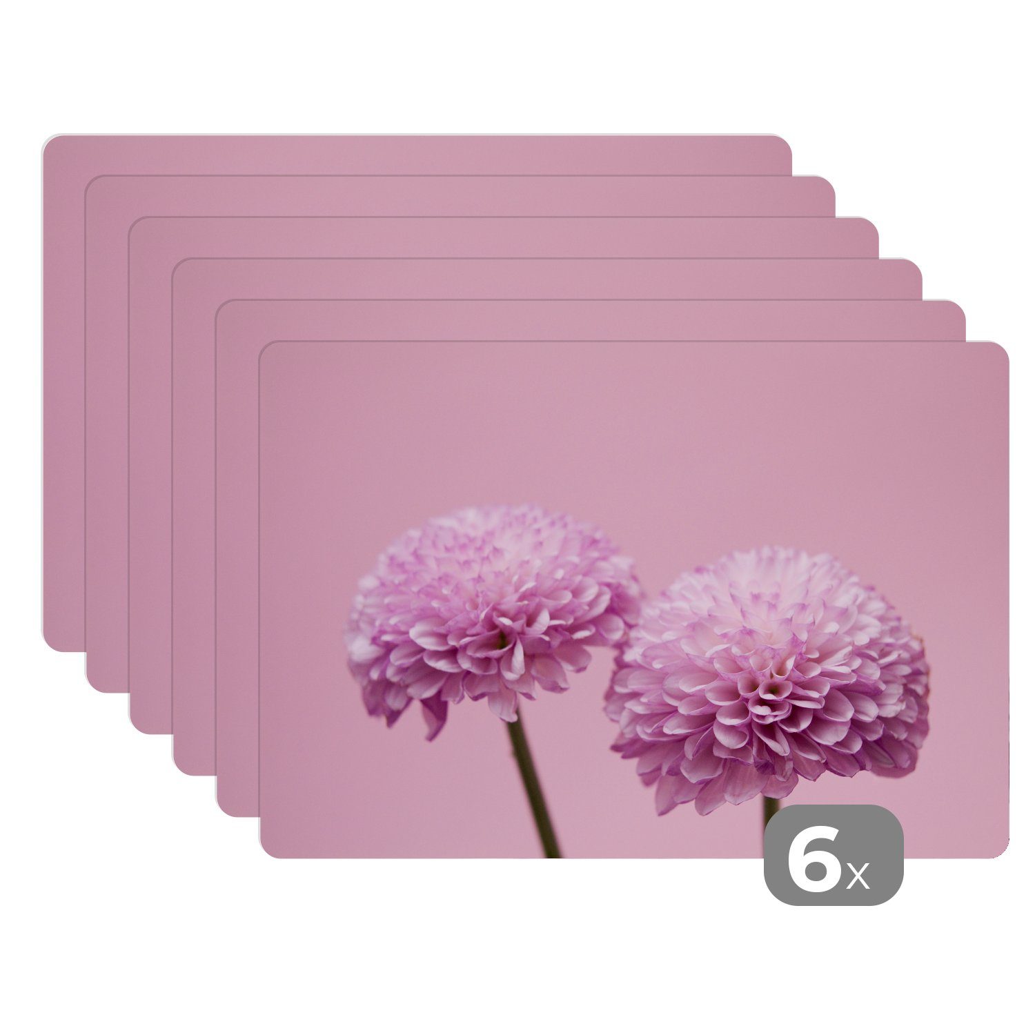 (6-St), Platzmatte, Tischmatten, Chrysanthemen, Zwei Platzdecken, Platzset, Platzset, Schmutzabweisend MuchoWow, rosa
