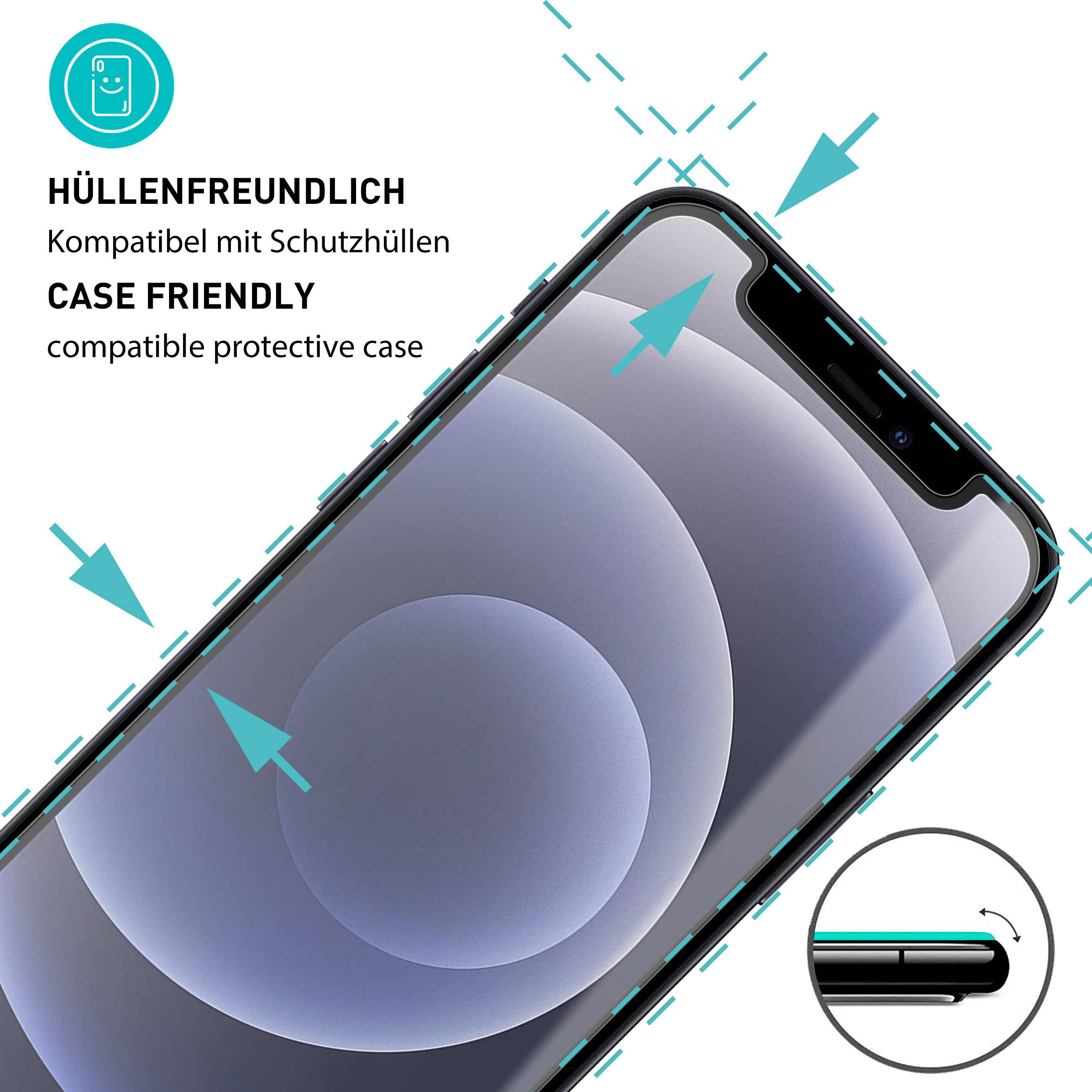 smartect Displayschutzglas Schutzglas Panzerfolie Matt für iPhone 12 mini, Set, 2 Stück, Schutzfolie Glasschutz Bildschirm