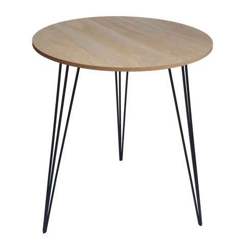 Meinposten Beistelltisch Couchtisch rund Holz Metall Tisch Nachttisch Holztisch Blumenhocker (1-St), Durchmesser: 40 cm Höhe: 45 cm Stärke der Holzplatte: 1 cm