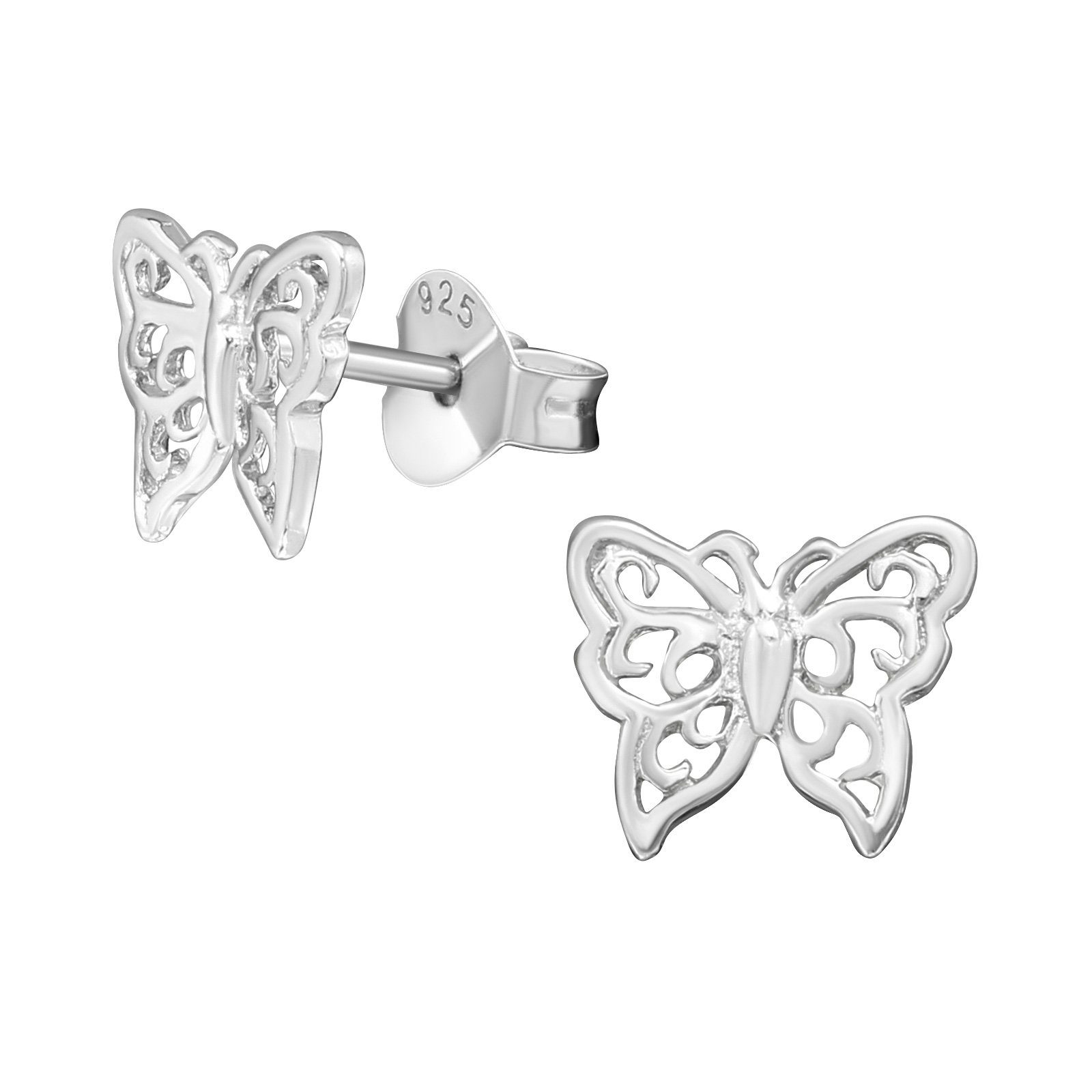BUNGSA Ohrring-Set Ohrstecker Schmetterling 925 Silber Damen (1 Paar (2 Stück), 2-tlg., inkl. Schmuckbeutel aus Organza), Ohrschmuck Ohrringe