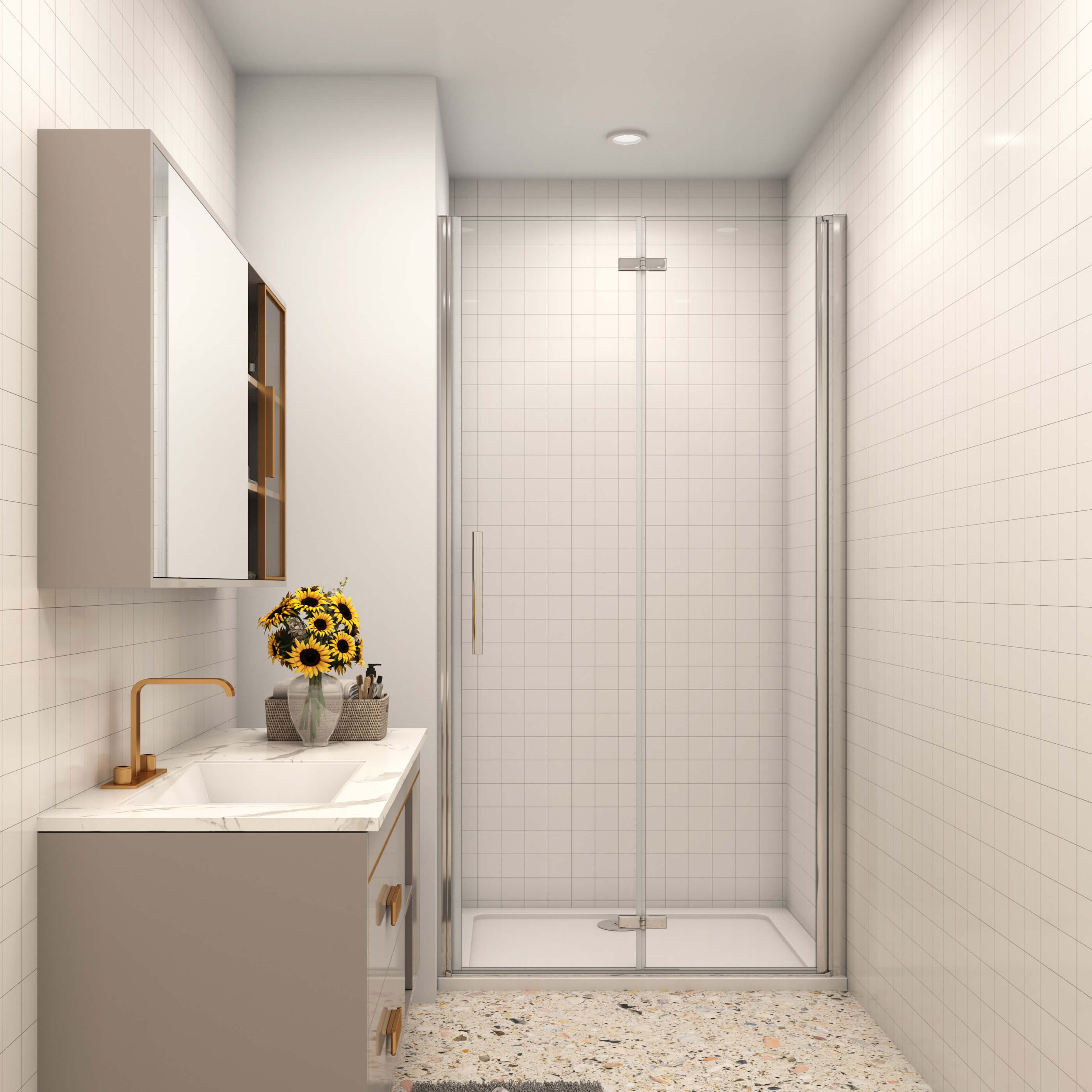 AICA Dusch-Drehtür H:185/195cm Nischentür Falttür Schwingtür Schwenktür Duschabtrennung, 70x185 cm, 6mm klares Easyclean Sicherheitsglas, mit Antikalk- Versiegelung