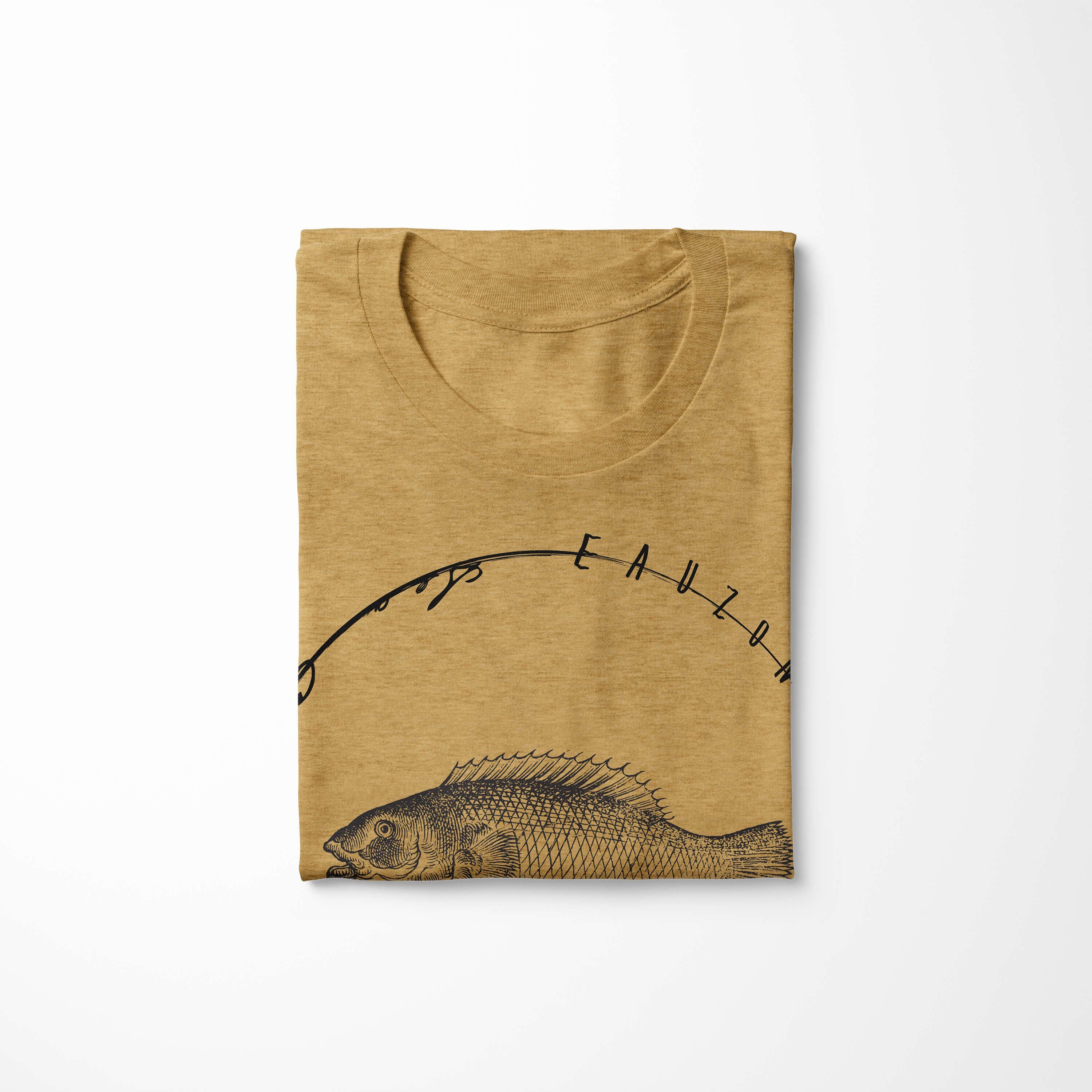 Sea - Serie: sportlicher T-Shirt / Creatures, Fische Art T-Shirt Antique Sea 041 und Struktur Sinus Gold feine Schnitt Tiefsee