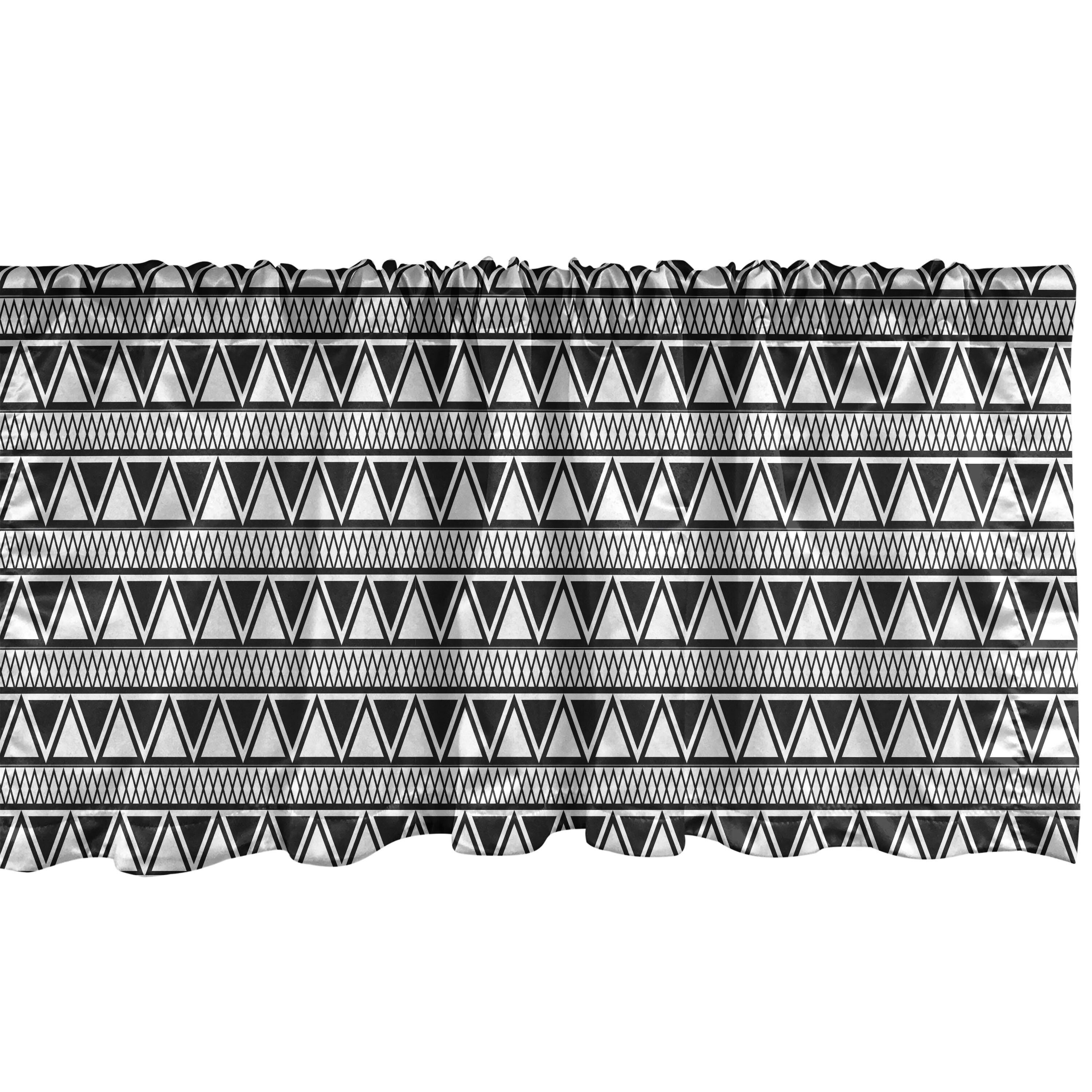 Scheibengardine Vorhang Volant für Küche Schlafzimmer Dekor mit Stangentasche, Abakuhaus, Microfaser, Aztekisch Monochromatische Triangles Kunst