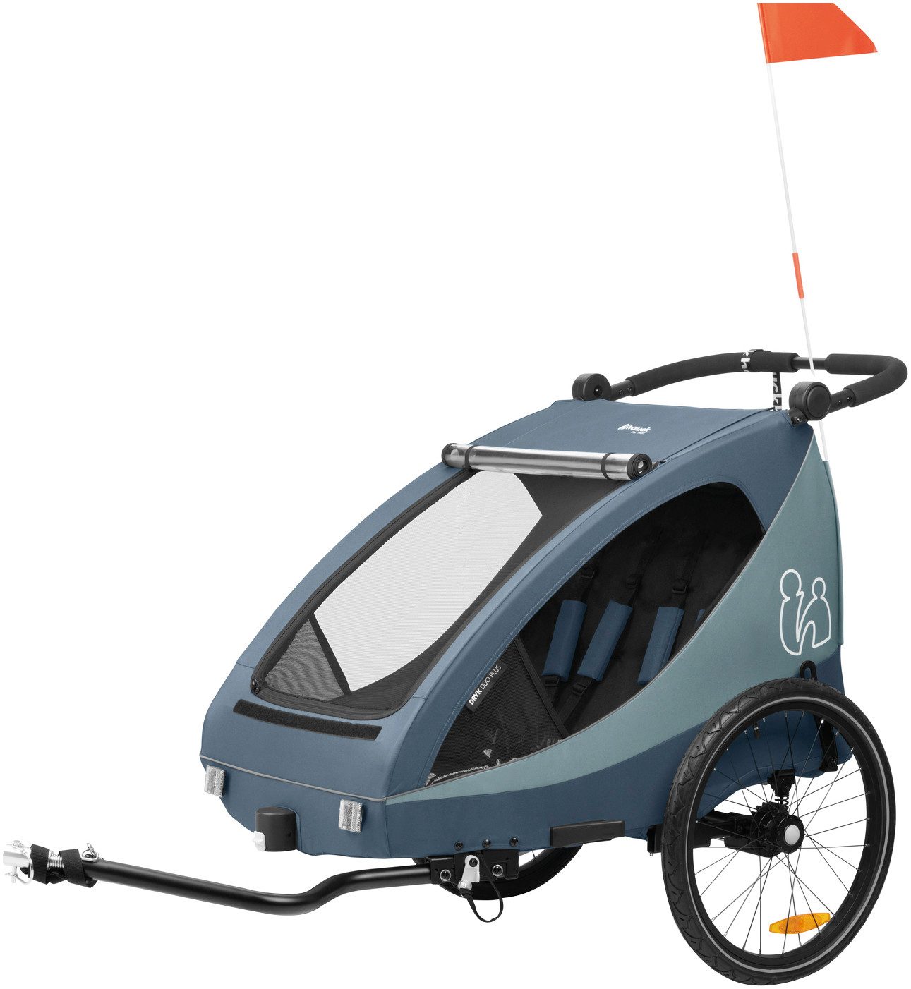 Hauck Fahrradkinderanhänger 2in1 Bike Trailer und Buggy Dryk Duo Plus, dark blue, für 2 Kinder; inklusive Deichsel