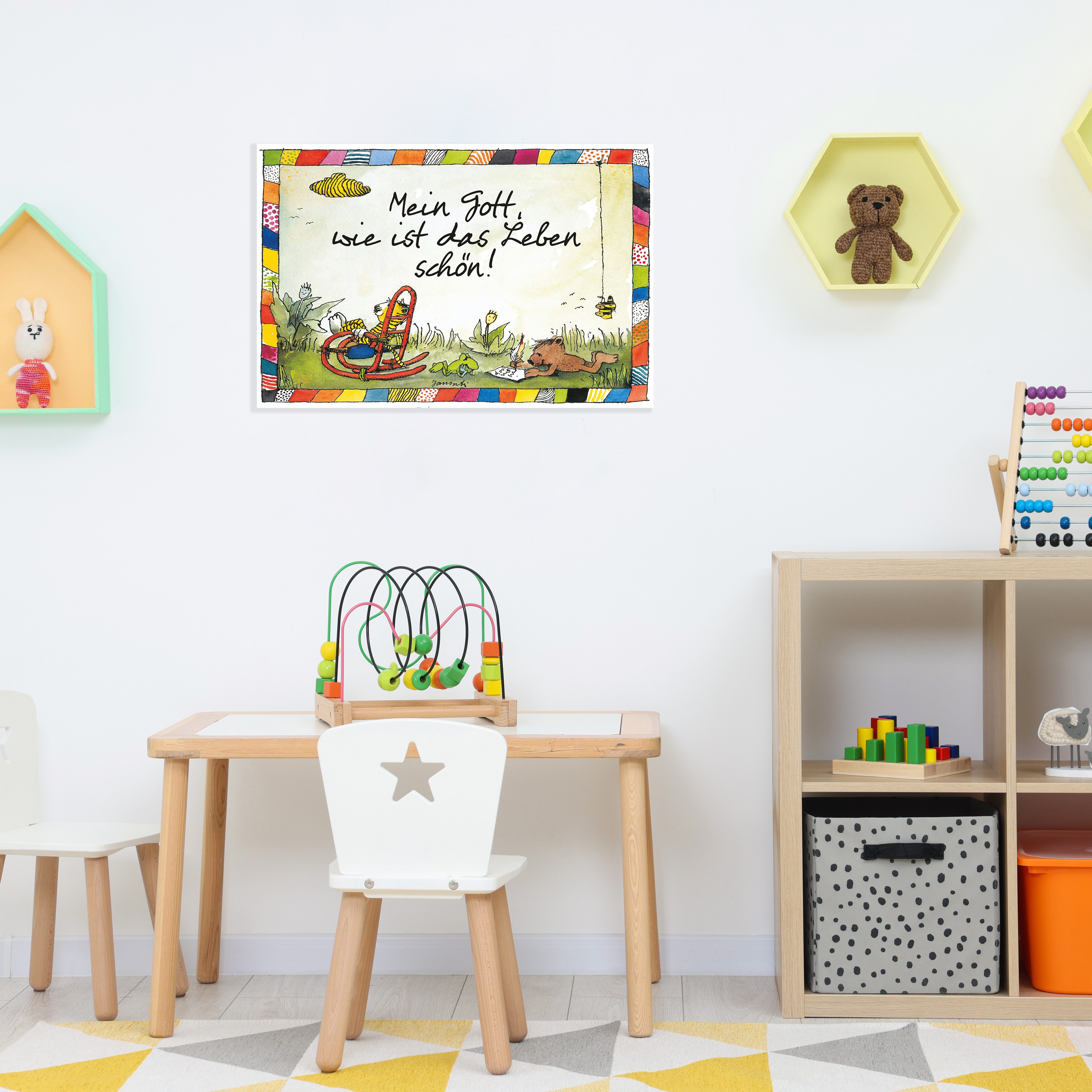 LuckyLinde Wanddekoobjekt Wie ist das Leben schön - Tiger und Bär (1 St), Exklusive JANOSCH Kindermotive, Stahlschild – Bild 2 von 2