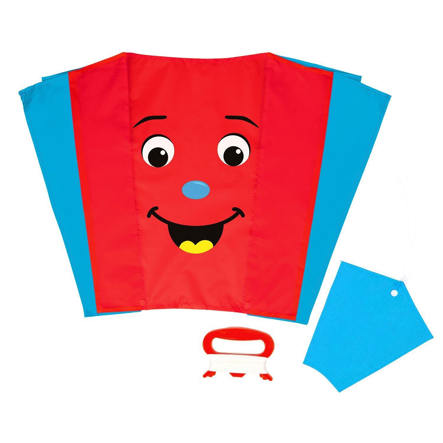 Wolkenstürmer Flug-Drache Stabloser Kinder Kite Einleiner für Park Strand Urlaub, (Bunter Flugdrachen für Kinder Outdoor Spielzeug Geschenk ab 3, 1-tlg), Kite for Children Einleiner Smile (rot) Drachen Ready to Fly Geschenk