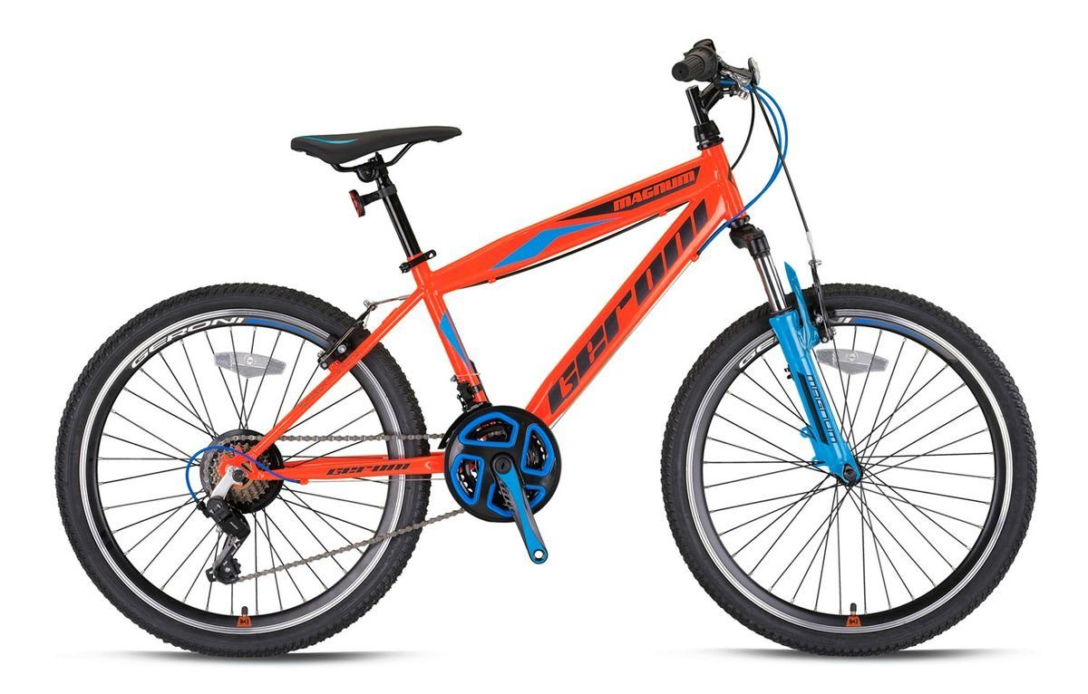 T Y Trade Mountainbike 24 Zoll Mountainbike Kinder MTB Fahrrad Rad Bike MAGNUM Orange Blau 21 Gang Shimano Kettenschaltung Federgabel 21 Gange
