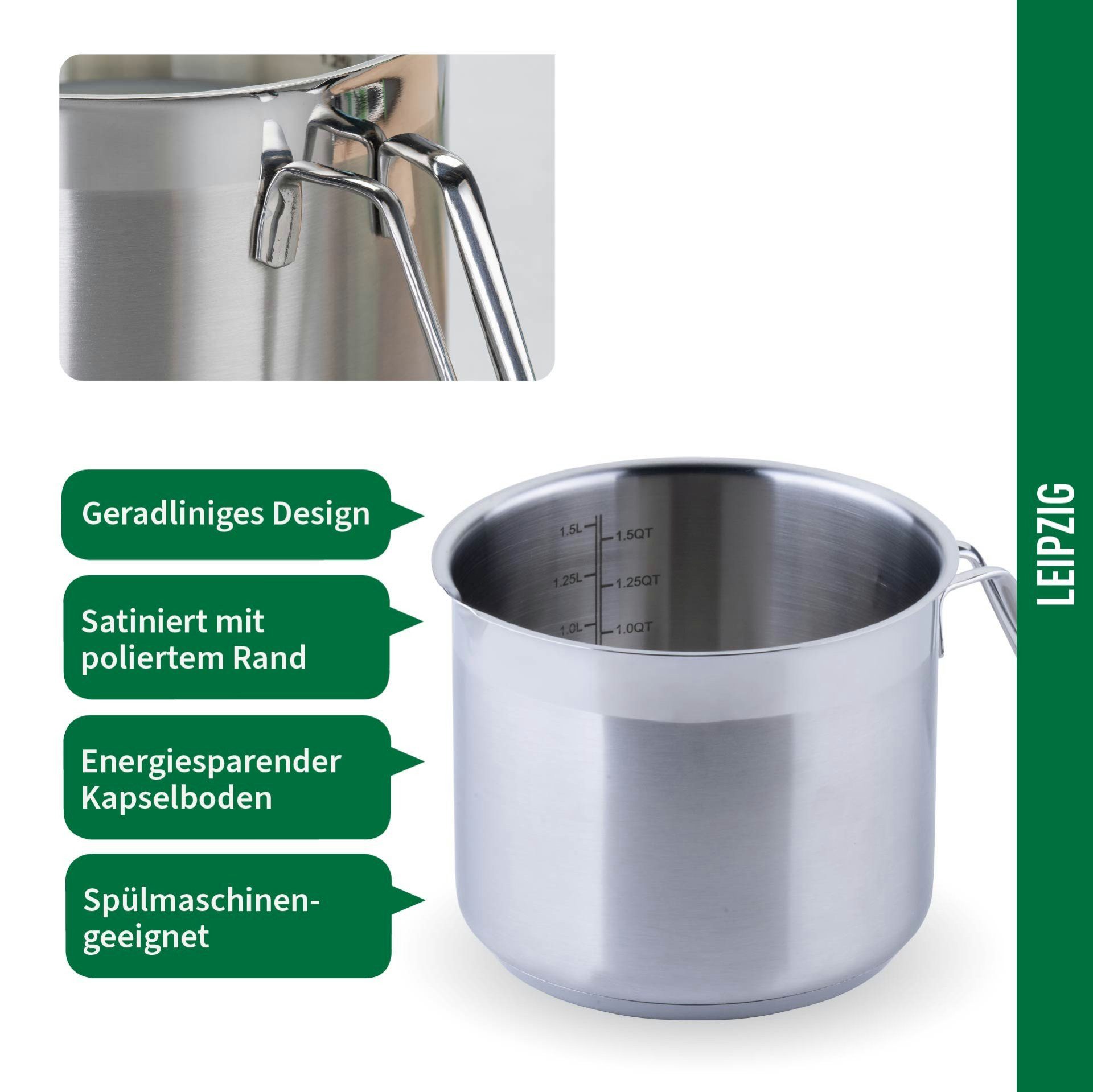 Chefkoch trifft Fackelmann Milchtopf aus Edelstahl, Ø 14 cm, induktionsgeeignet, backofengeeignet