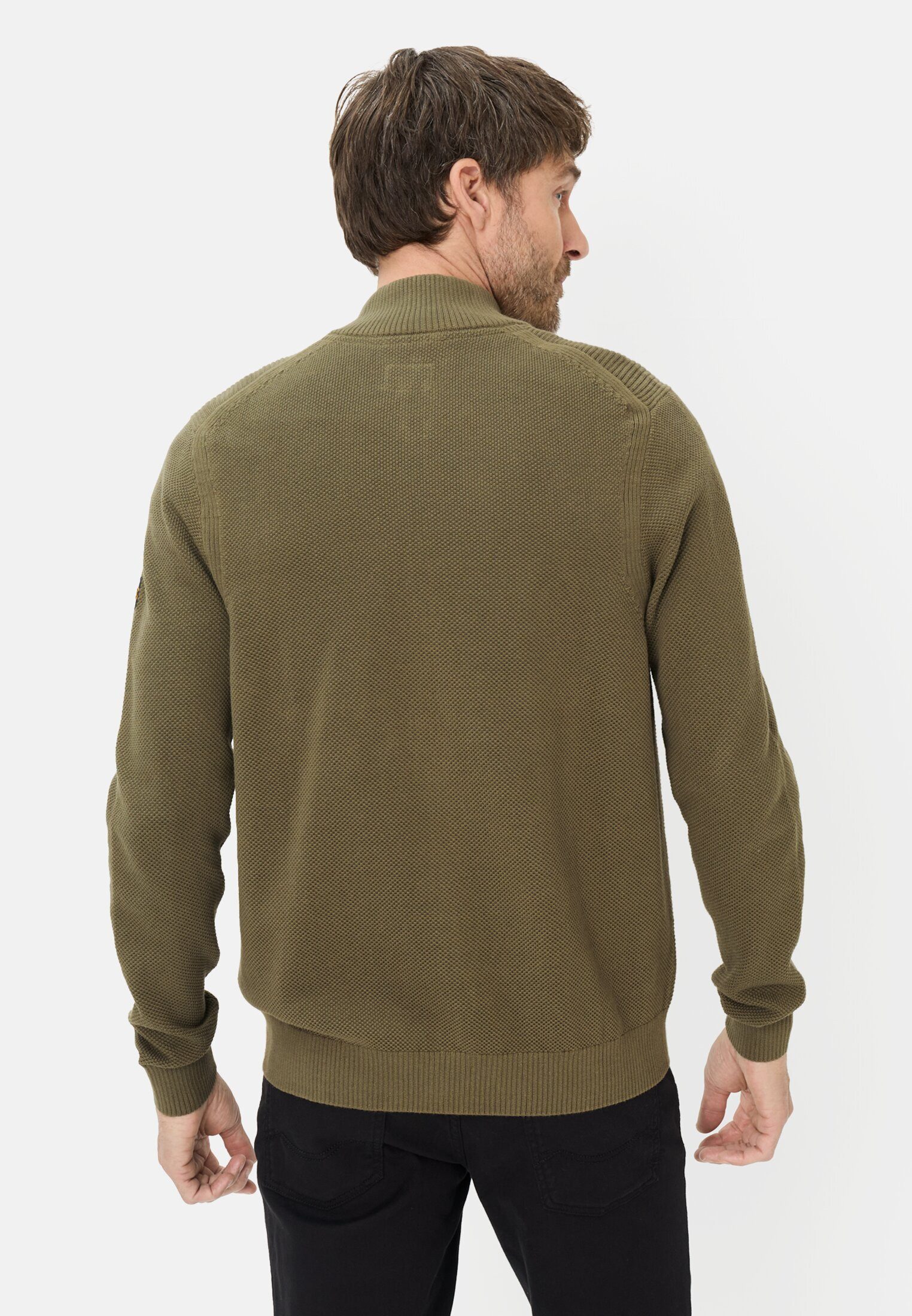 camel active Strickjacke mit Stehkragen Langarm Stehkragen