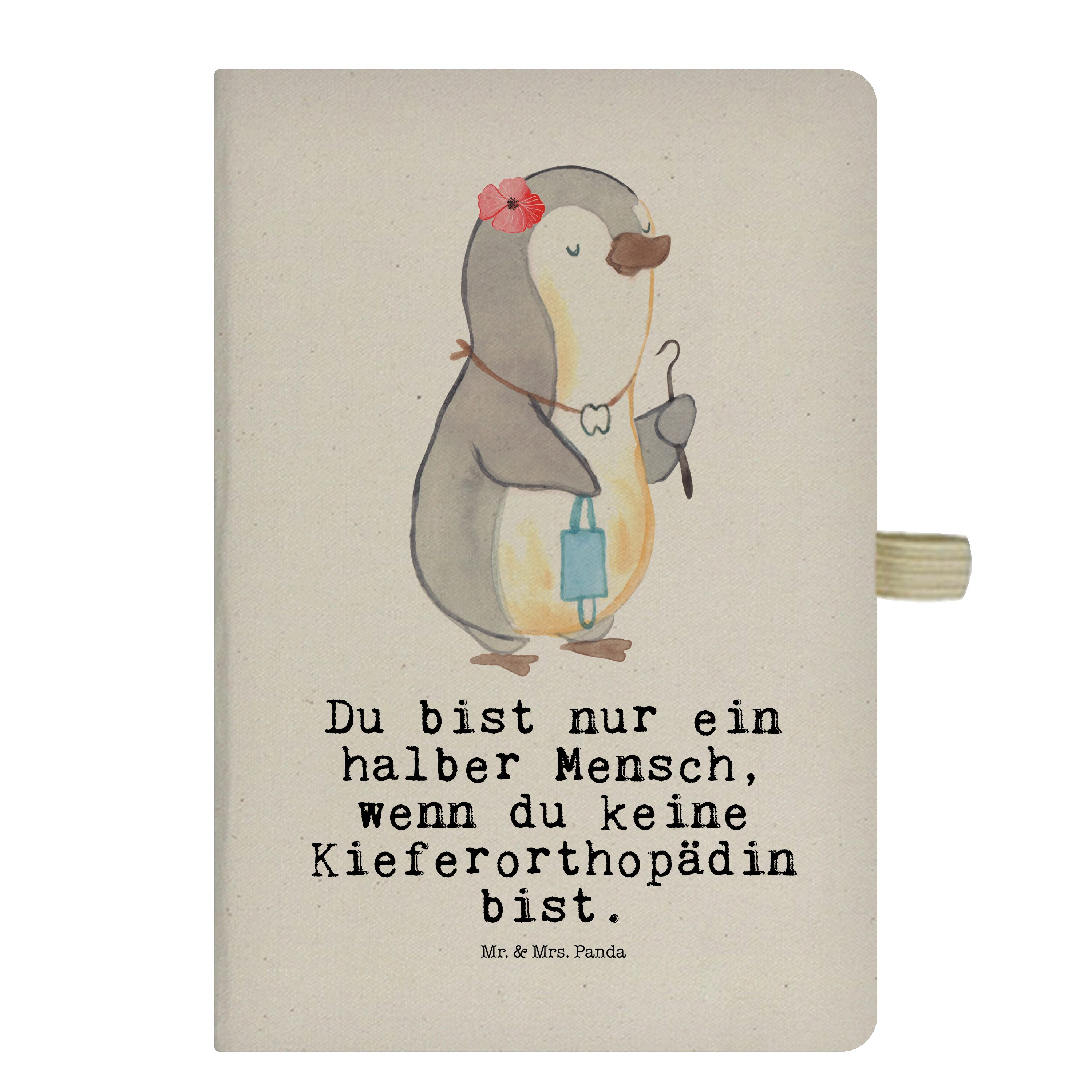 Mr. & Mrs. Panda Notizbuch Kieferorthopädin Herz, babykleidung body, Transparent, Journal, Schre Mr. & Mrs. Panda