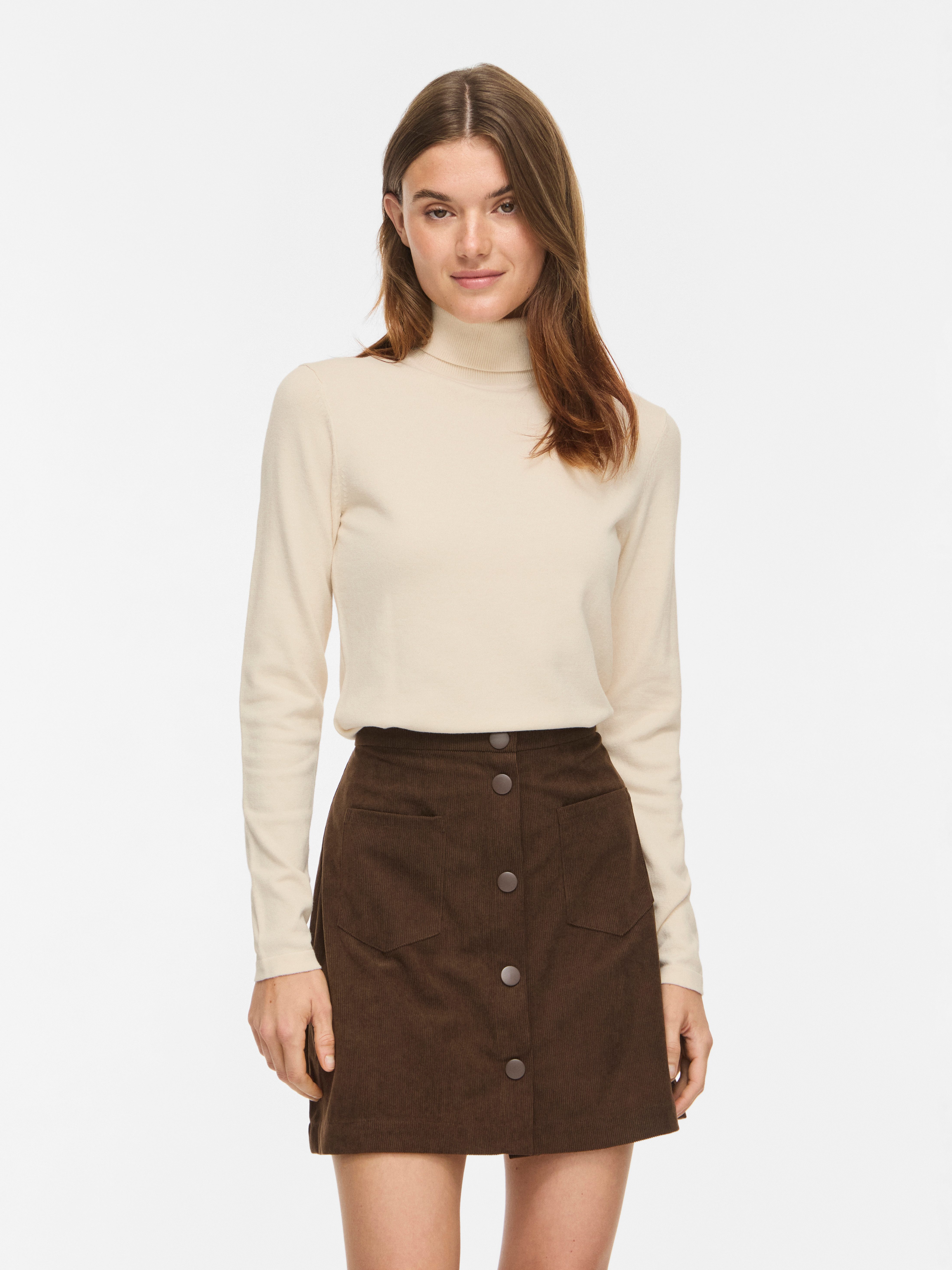 Vila Rollkragenpullover VIMALU ROLLNECK L/S KNIT TOP NOOS Materialmix
