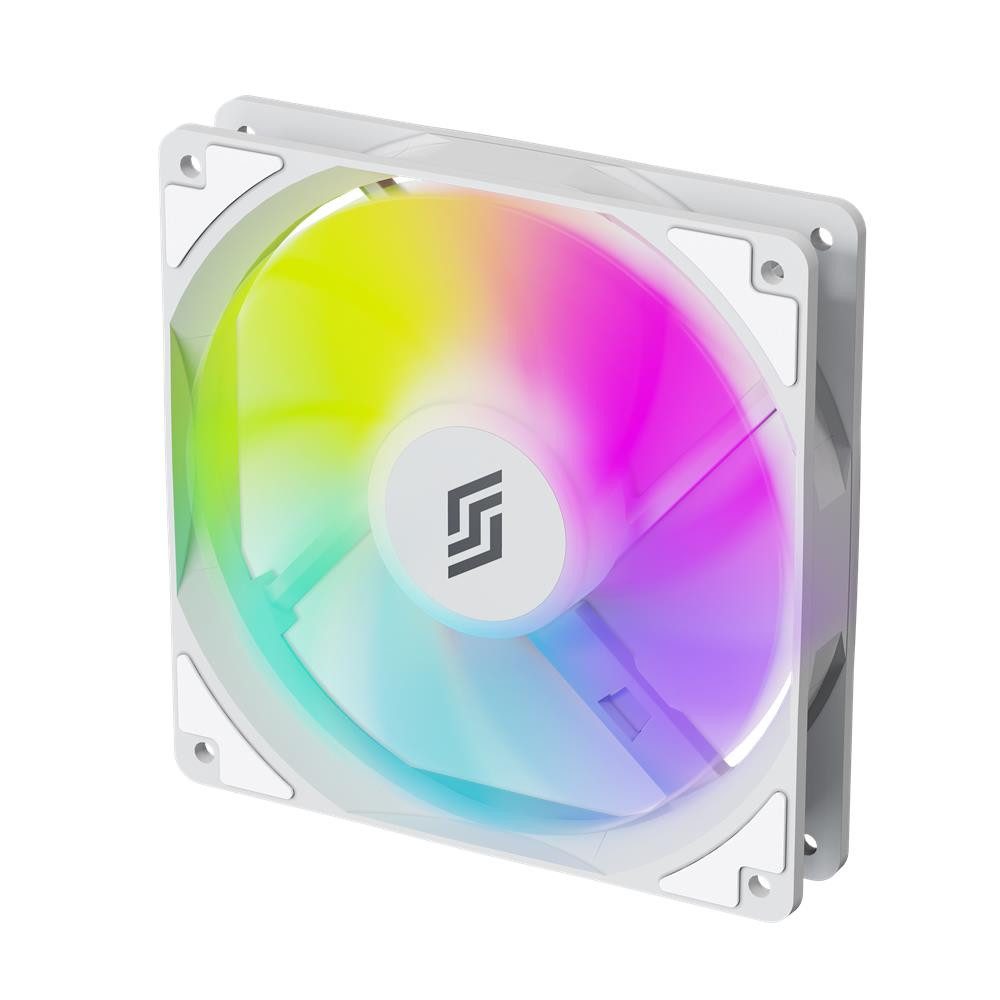 Silentware Gehäuselüfter RF140W White PWM A-RGB 140mm, 600-1200 UPM 6 RGB-LEDs HDB-Lager Standard Airflow 4-Pin PWM 3-Pin 5V