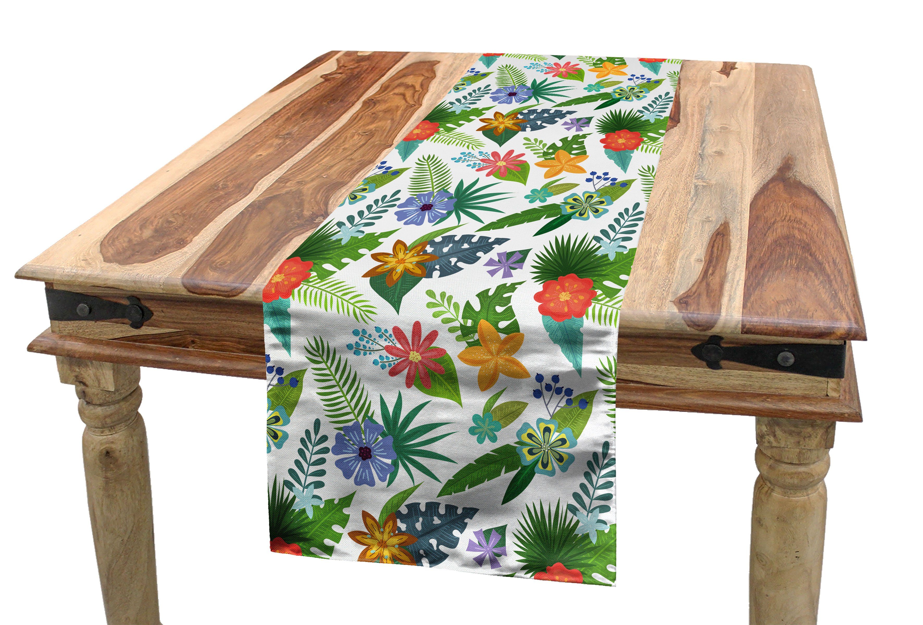 Abakuhaus Tischläufer Esszimmer Küche Rechteckiger Dekorativer Tischläufer, Blumen Layout von bunten Blumen