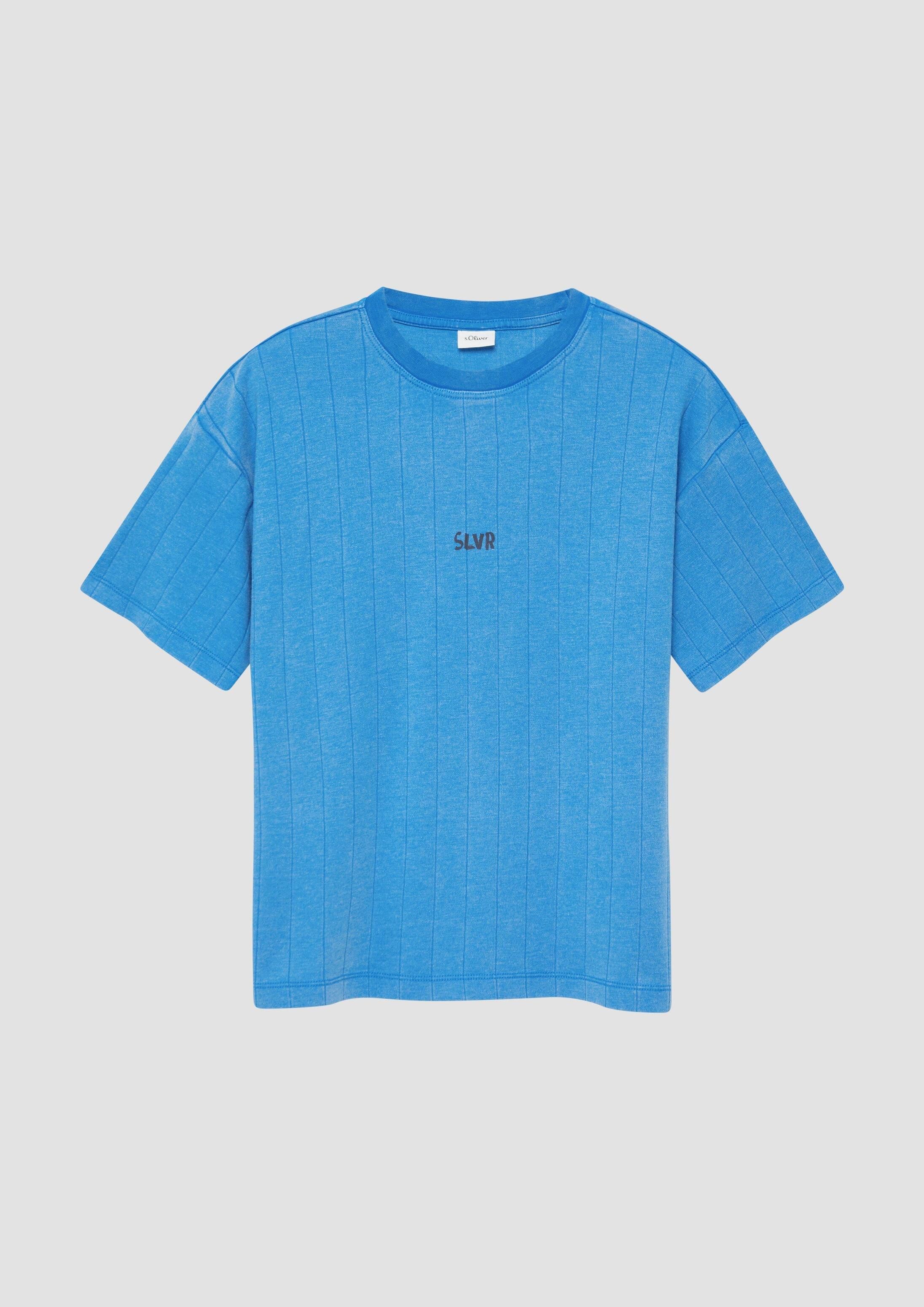 s.Oliver Kurzarmshirt T-Shirt Strukturiertes Oversize T-Shirt mit Print-Detail