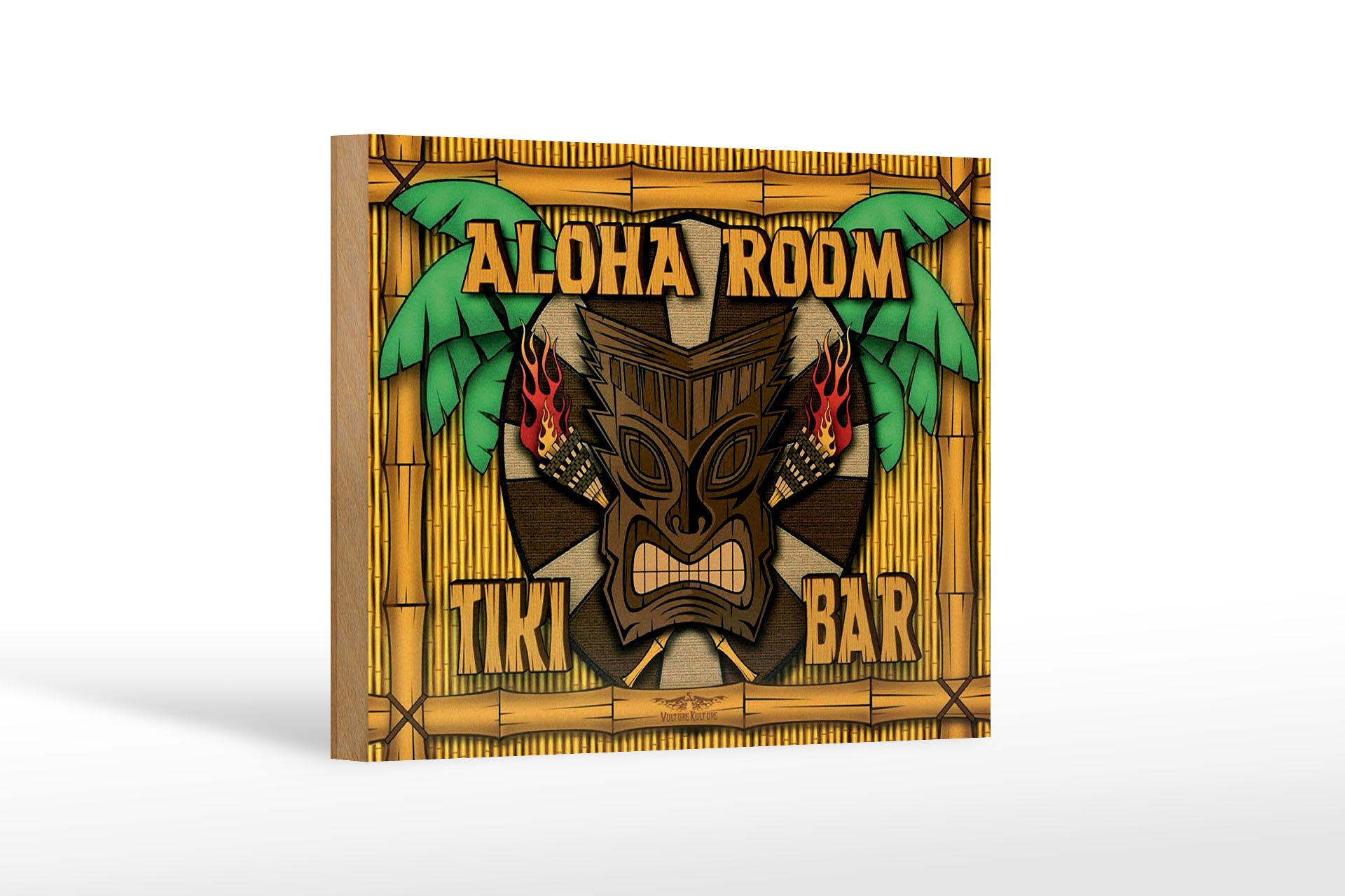 Femer GmbH Holzbild Hinweis 12x18 cm Aloha Room Tiki Bar, (1 St), Glatte Holzfaserplatte (MDF), vorn beschichtet