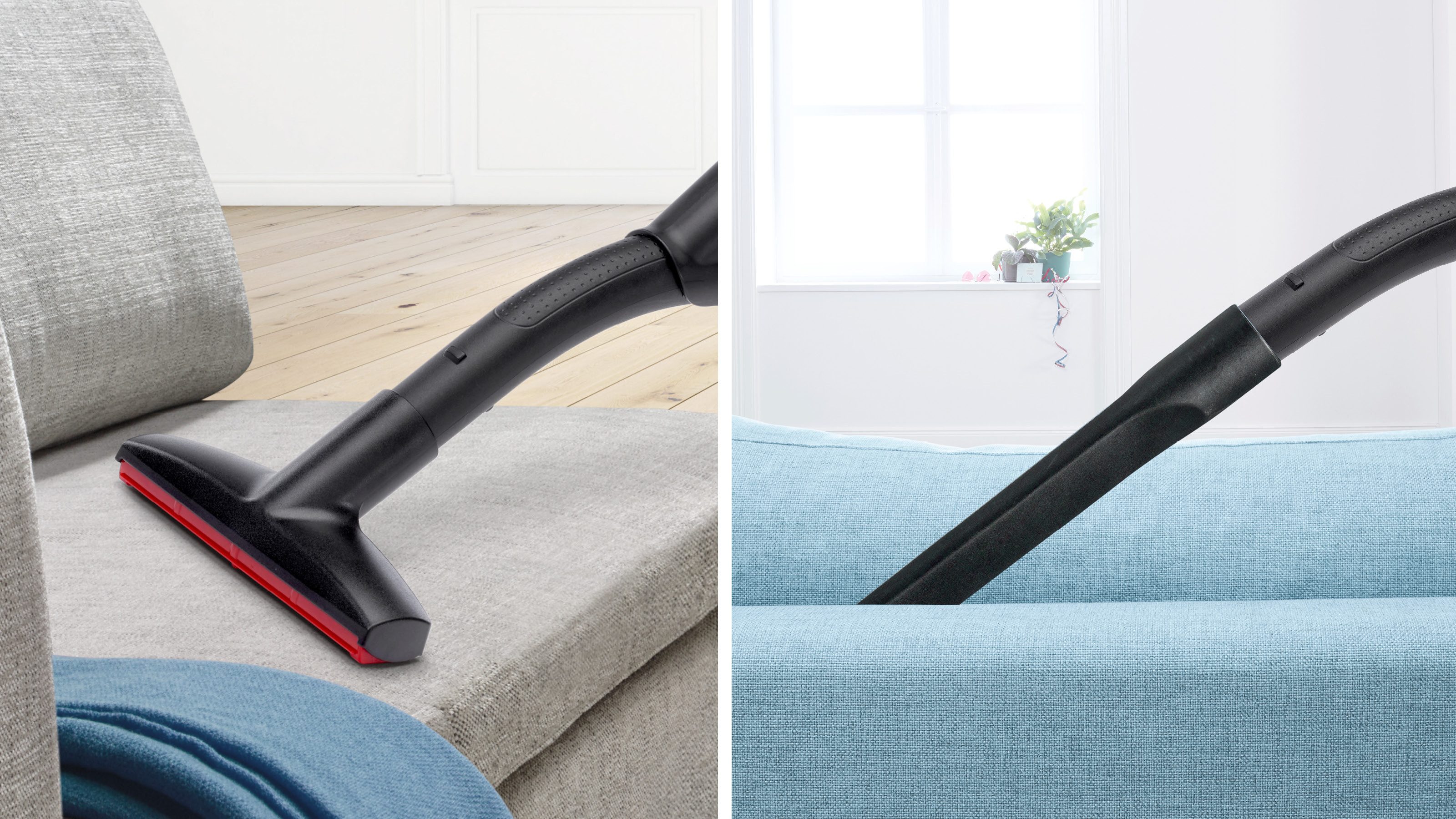 BOSCH Bodenstaubsauger Serie 6 ProHygienic BGC41XHYG, ideal für Allergiker, Hygiene-Filter, 700 W, beutellos, 10 Jahre Motorgarantie, Hartbodendüse, XXL-Polsterdüse, leise, weiß