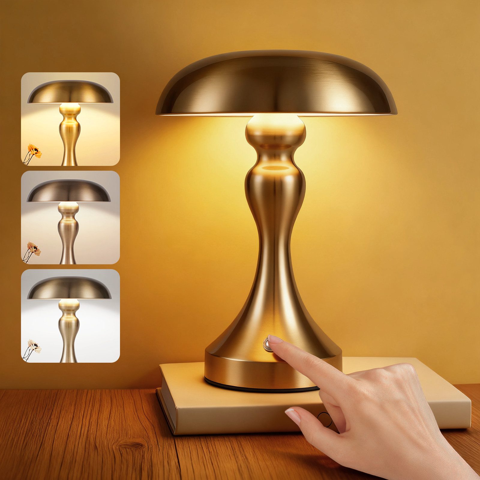 ZMH LED Tischleuchte Kabellos Vintage Akku Nachttischlampe Touch Dimmbar fü günstig online kaufen