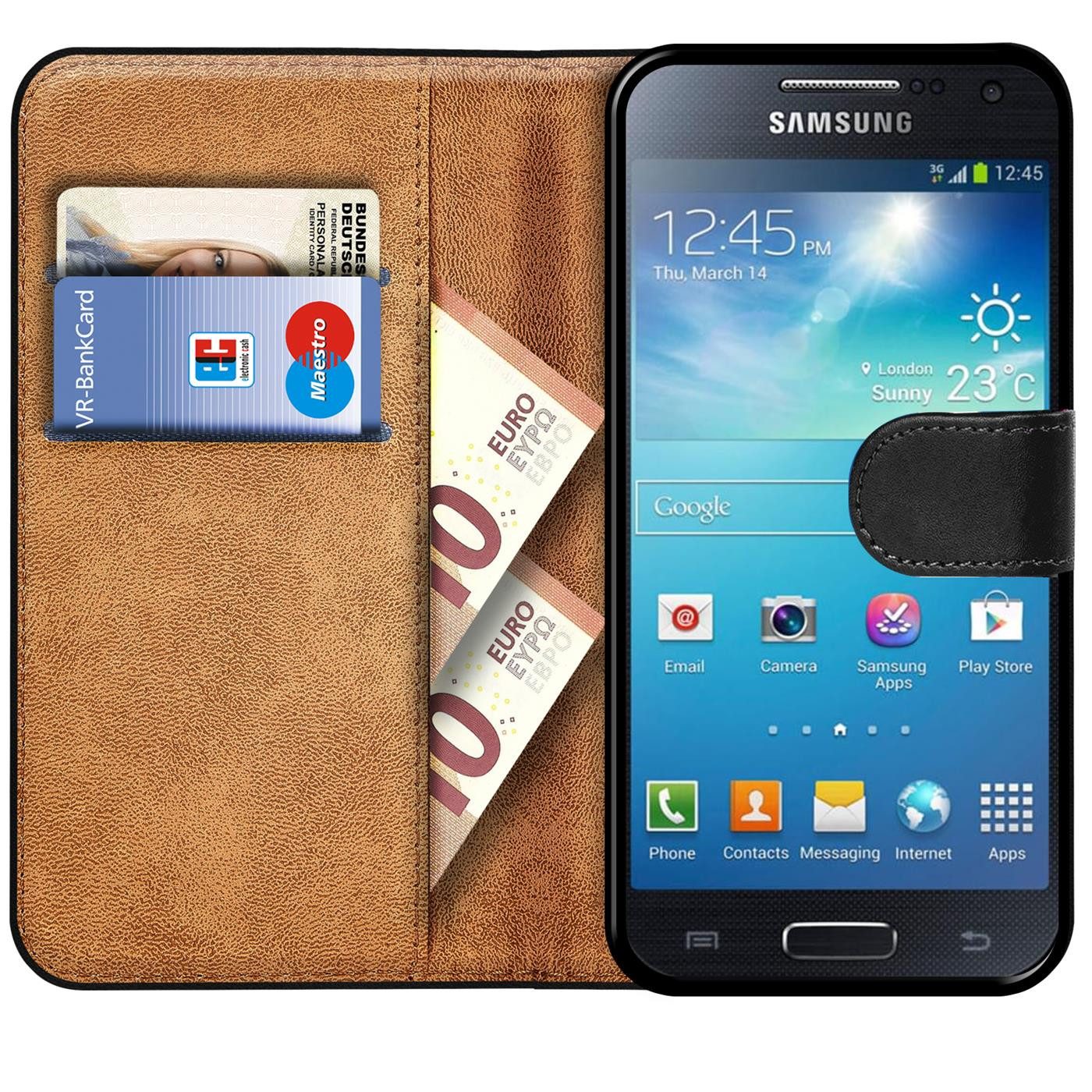 CoolGadget Handyhülle Wallet Klapp Tasche Book Case für Samsung Galaxy S4 5,0 Zoll, Hülle Klapphülle Flip Cover Etui Schutzhülle