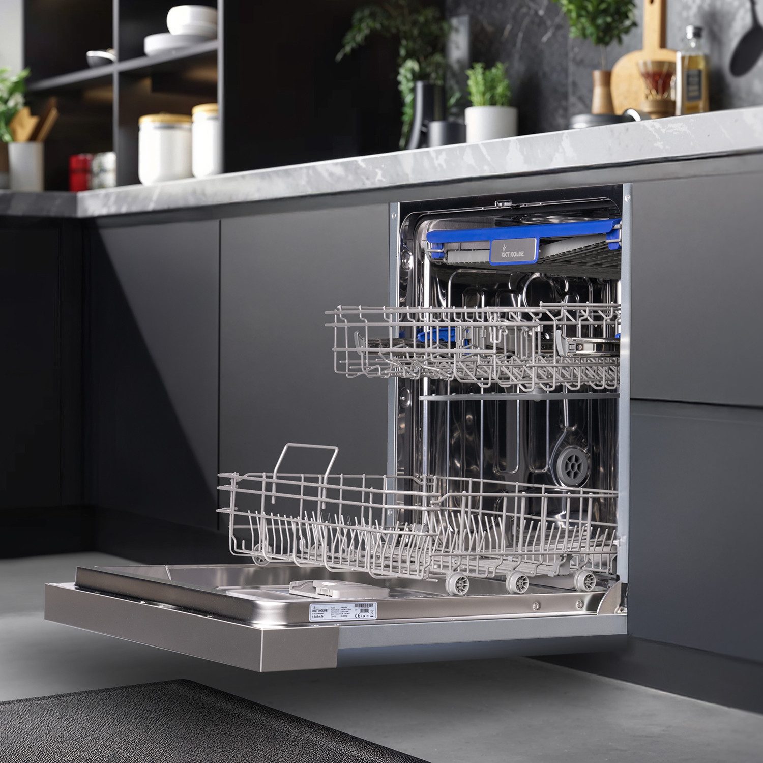 KKT KOLBE teilintegrierbarer Geschirrspüler DW615ED, 10 l, 14 Maßgedecke, 60cm / Edelstahl / AquaStop / 7 Programme / 14 Maßgedecke – Bild 5 von 5