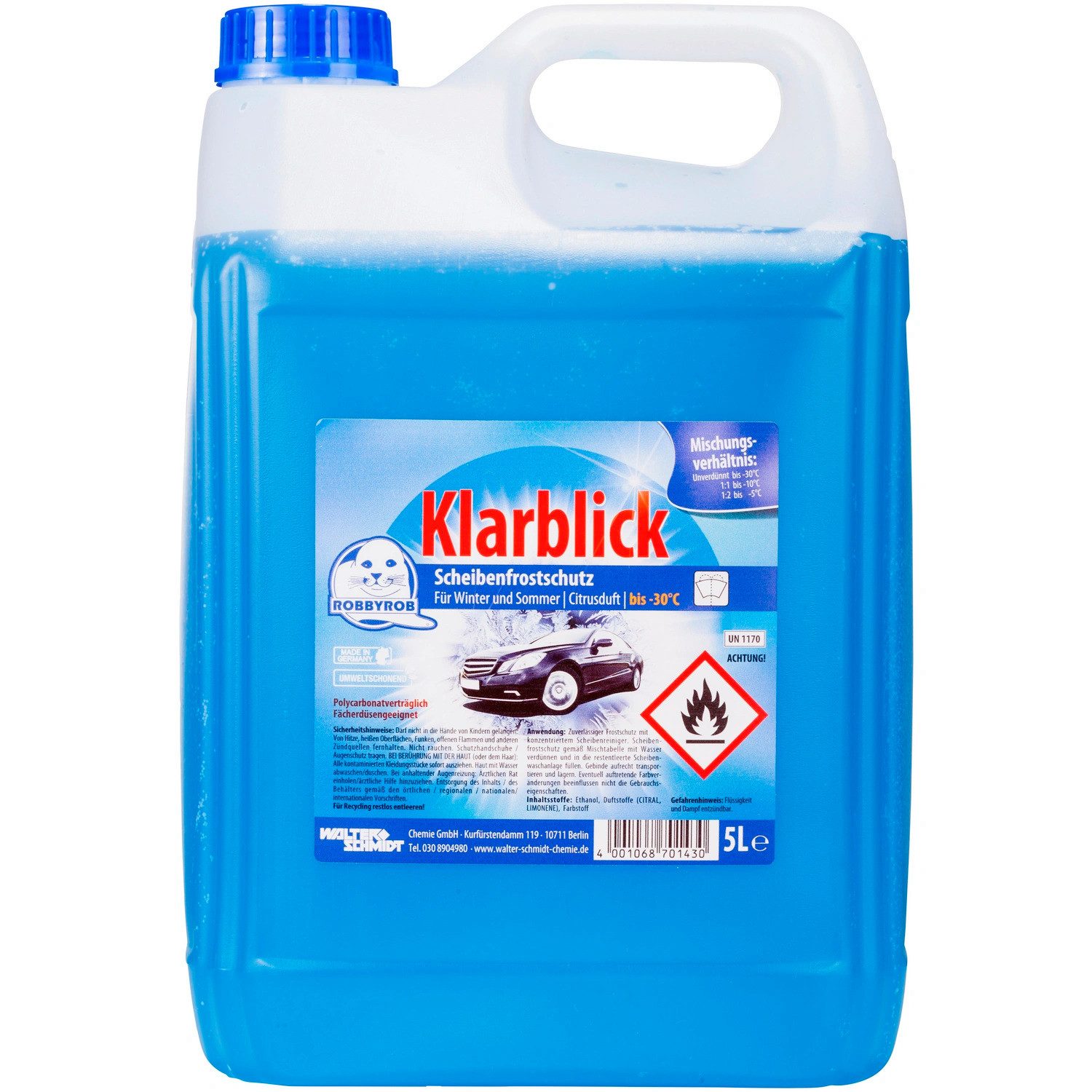 Robbyrob Scheibenfrostschutz 8701430 / Klarblick, Einzeln, für Sommer & Winter, Gebrauchsfertig, Fächerdüsen geeignet