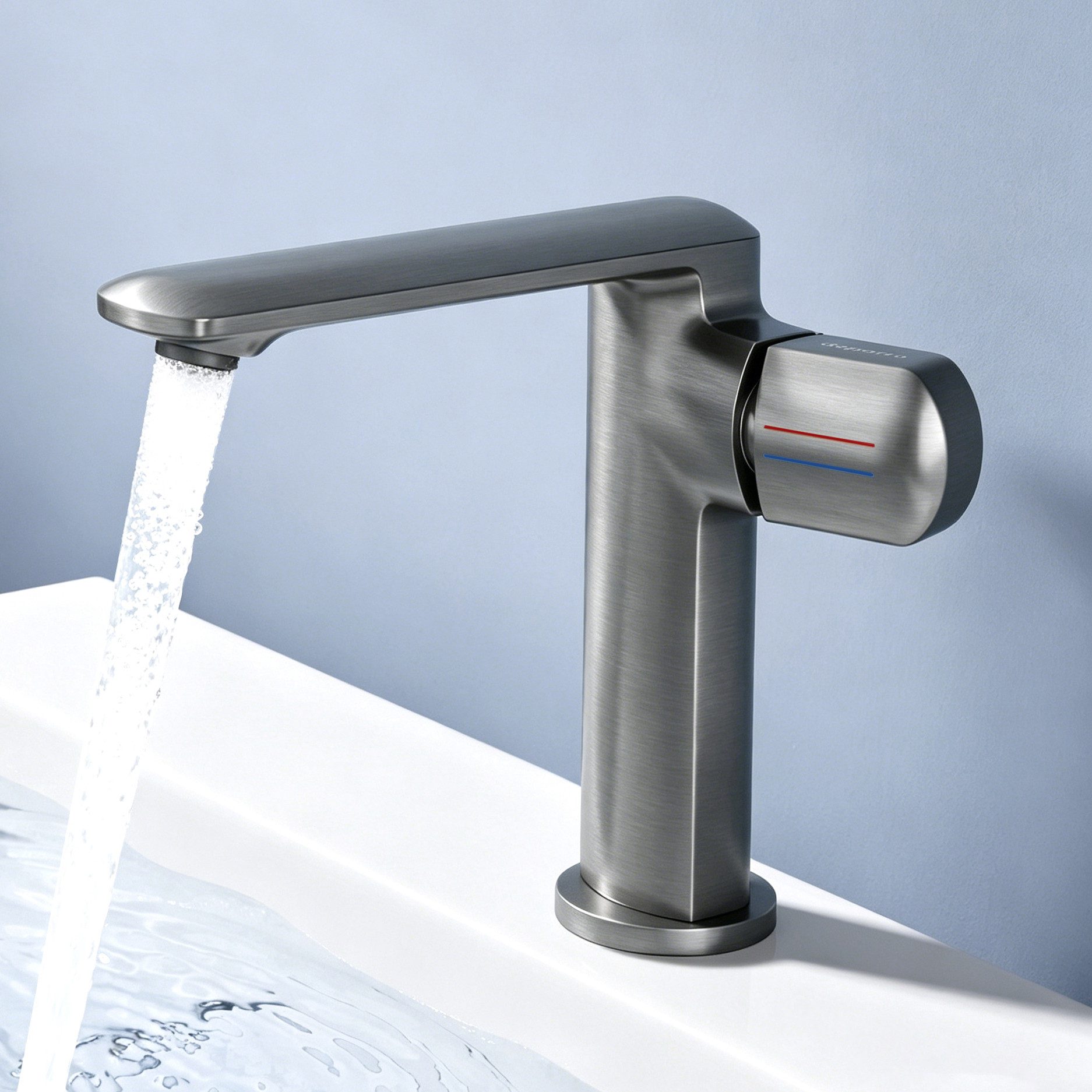 doporro Waschtischarmatur Wasserhahn Bad Waschtischarmaturmit Auslaufhöhe 156/259mm WAO-1180 DIN-Anschlüsse