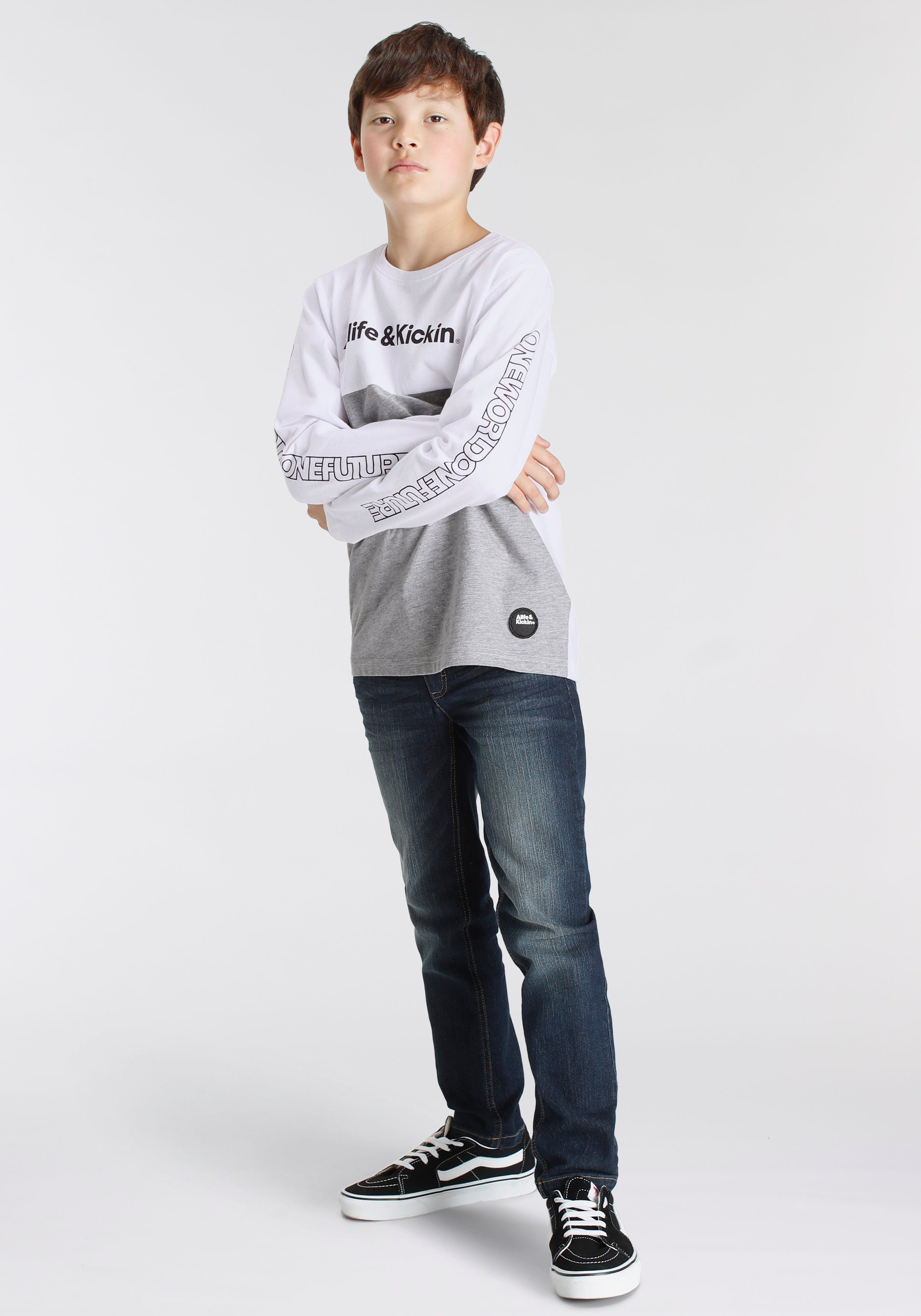 Alife & Kickin Straight-Jeans für mit Jungen schmale Form Hosenbund, Logo-Print im