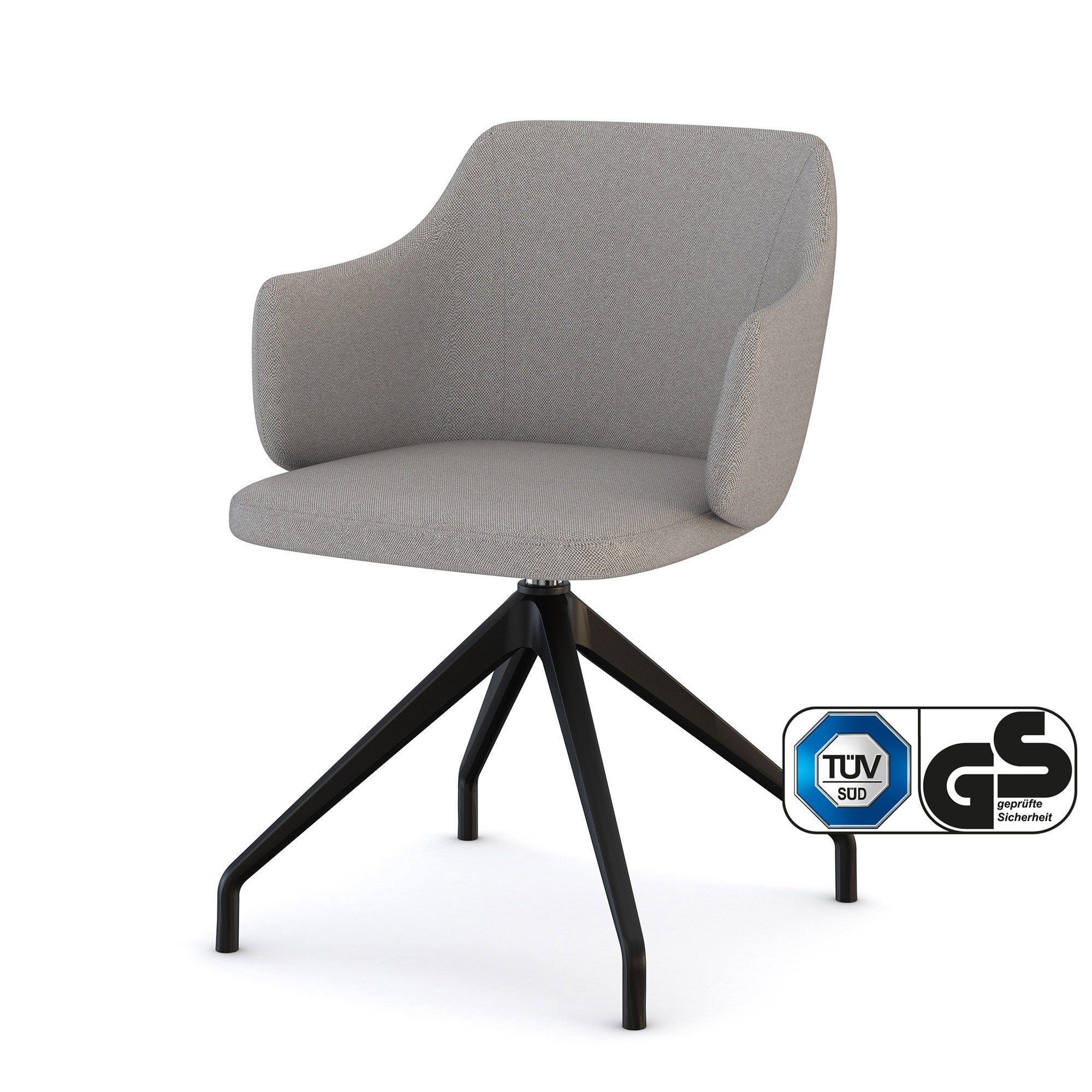 ASSMANN Büromöbel Bürostuhl Consento (Gepolsterte feste Armlehnen als integrierter Teil des Sitzes Era - Generation (CSE02) 360° drehbar 4 Arm- Fußkreuz Bequemer Polsterrücken Ergonomisch geformt, gepolstert, fertig montiert, für Büro und Homeoffice), TÜV-zertifiziert
