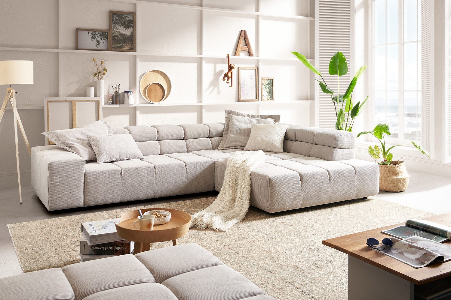 KAWOLA Ecksofa NEVADA, L-Form rechts oder links Feincord verschiedene Ausführungen 319x215 cm