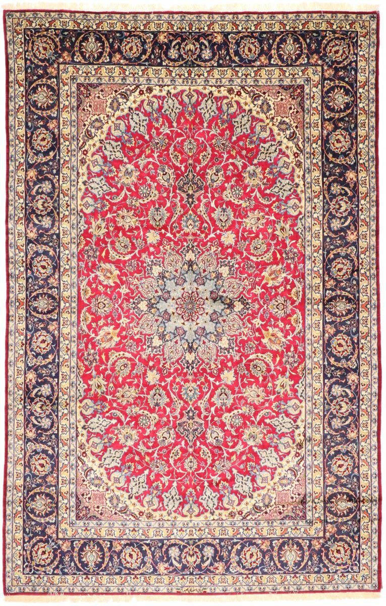Orientteppich Isfahan Seidenkette 199x316 Handgeknüpfter Orientteppich, Nain Trading, rechteckig, Höhe: 6 mm