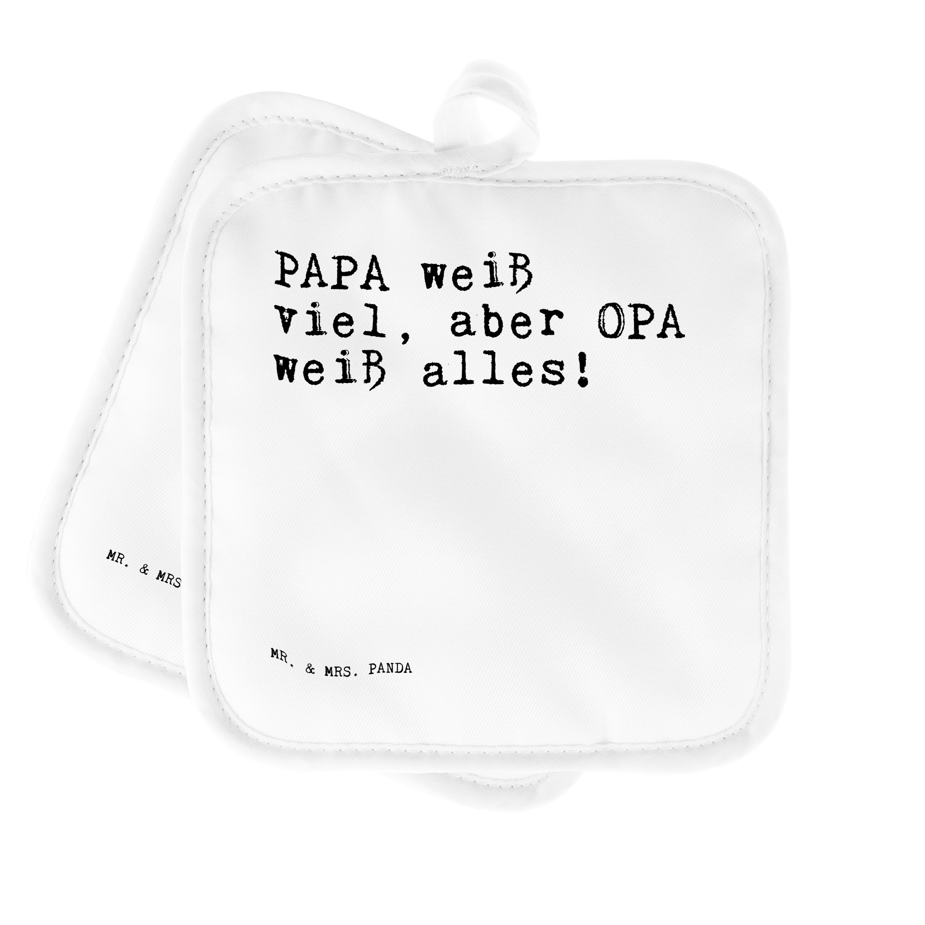 Mr. & Mrs. Panda Topflappen PAPA weiß viel, aber... - Weiß - Geschenk, Geschenk Vater, Zitate, Of, (1-tlg)