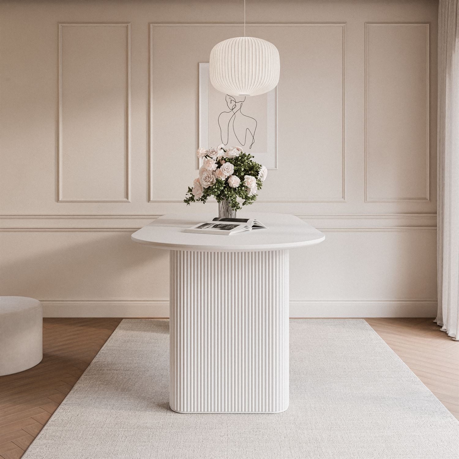 Lookway Esstisch OVI Tisch mit geriffeltem Gestell Hochglanz (1x Tisch), Breite: 180 cm