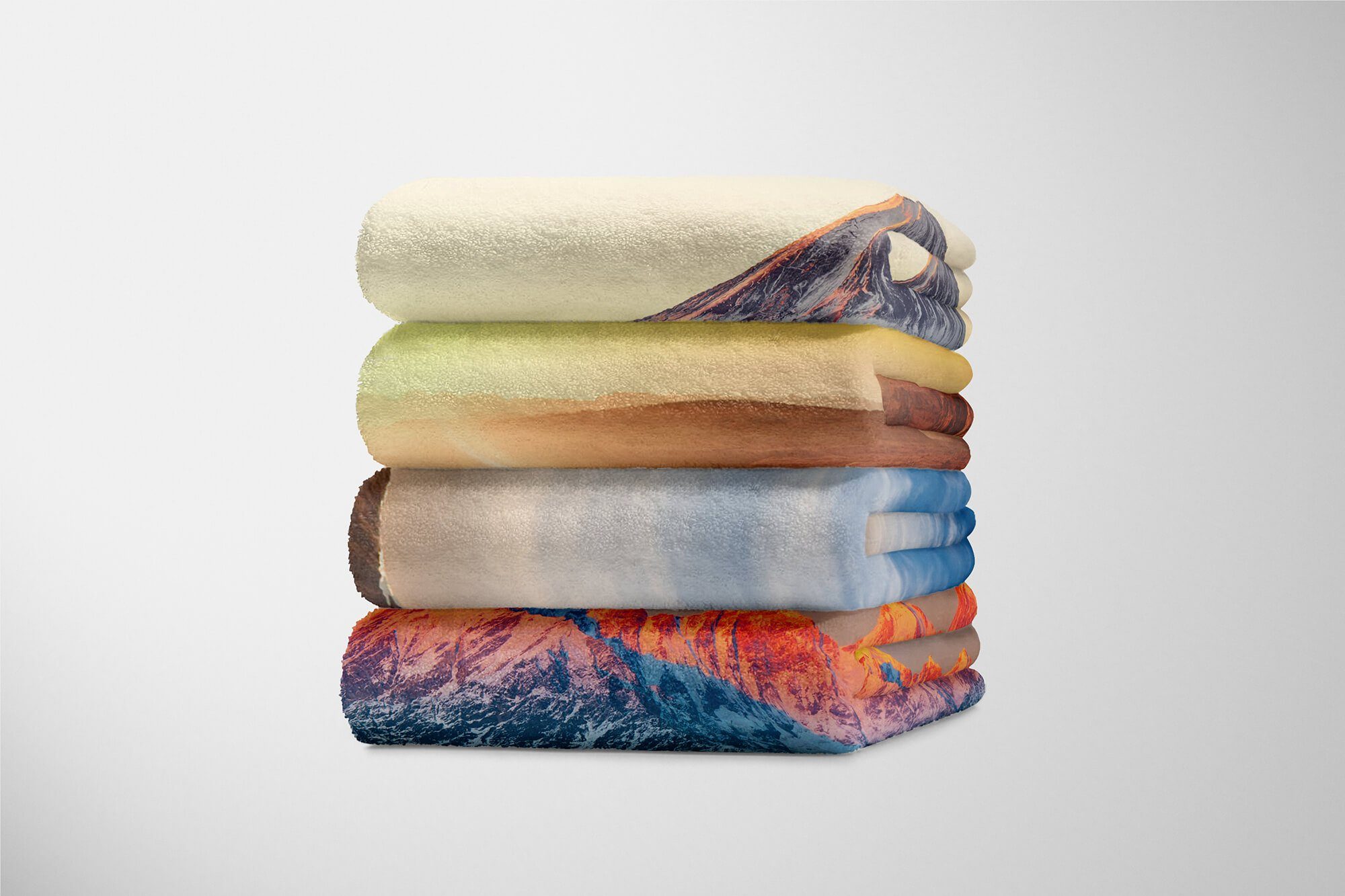 Sinus Art Handtücher Handtuch Handtuch Strandhandtuch Fotomotiv Baumwolle-Polyester-Mix (1-St), Kuscheldecke Berg Schön, Saunatuch mit Himmel