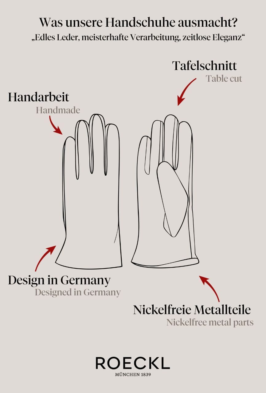 Roeckl Lederhandschuhe Trier Fingerhandschuhe mit Druckknopf Verschluss