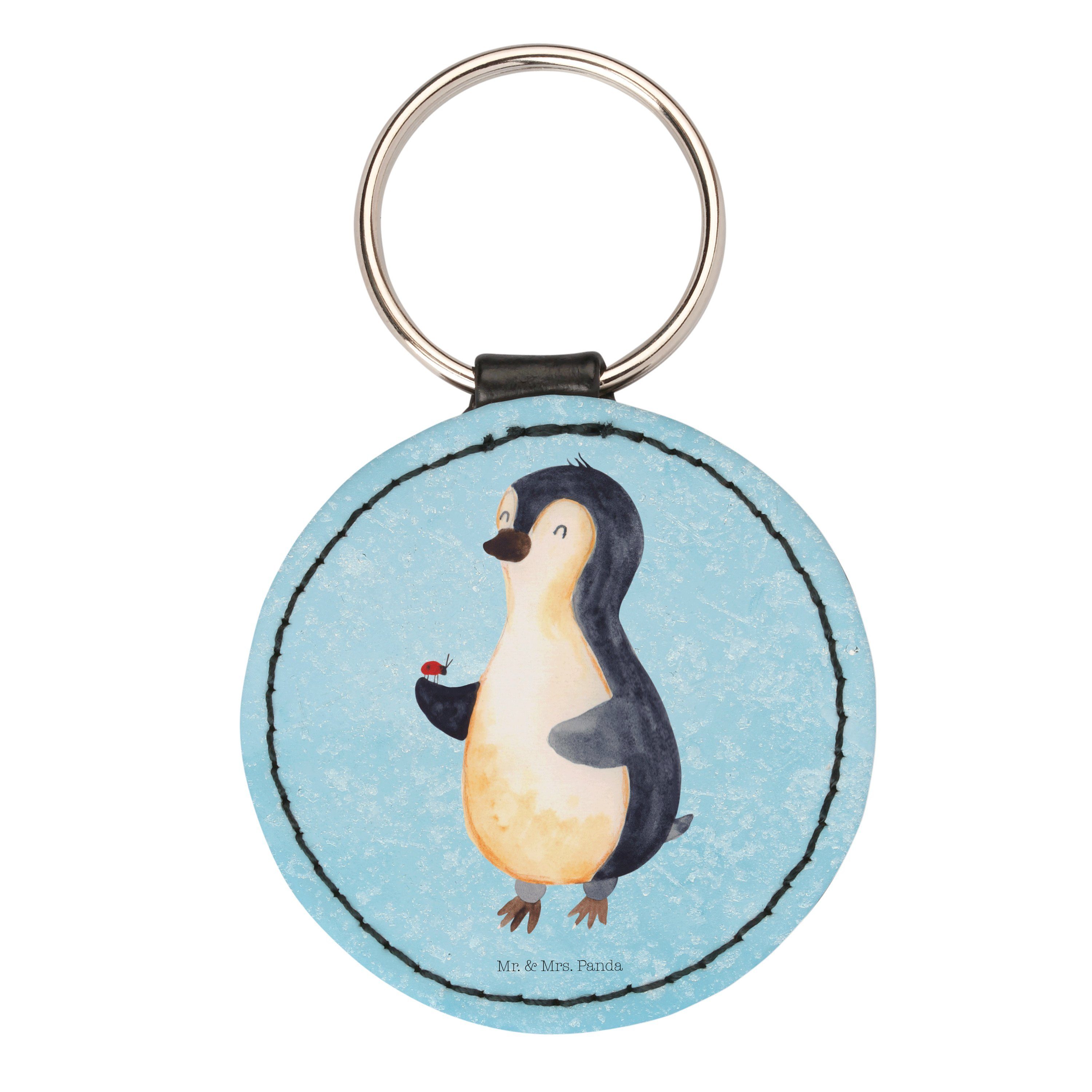 Mr. & Mrs. Panda Schlüsselanhänger Pinguin Marienkäfer - Eisblau - Geschenk, Schutzengel, Taschenanhänge (1-tlg)