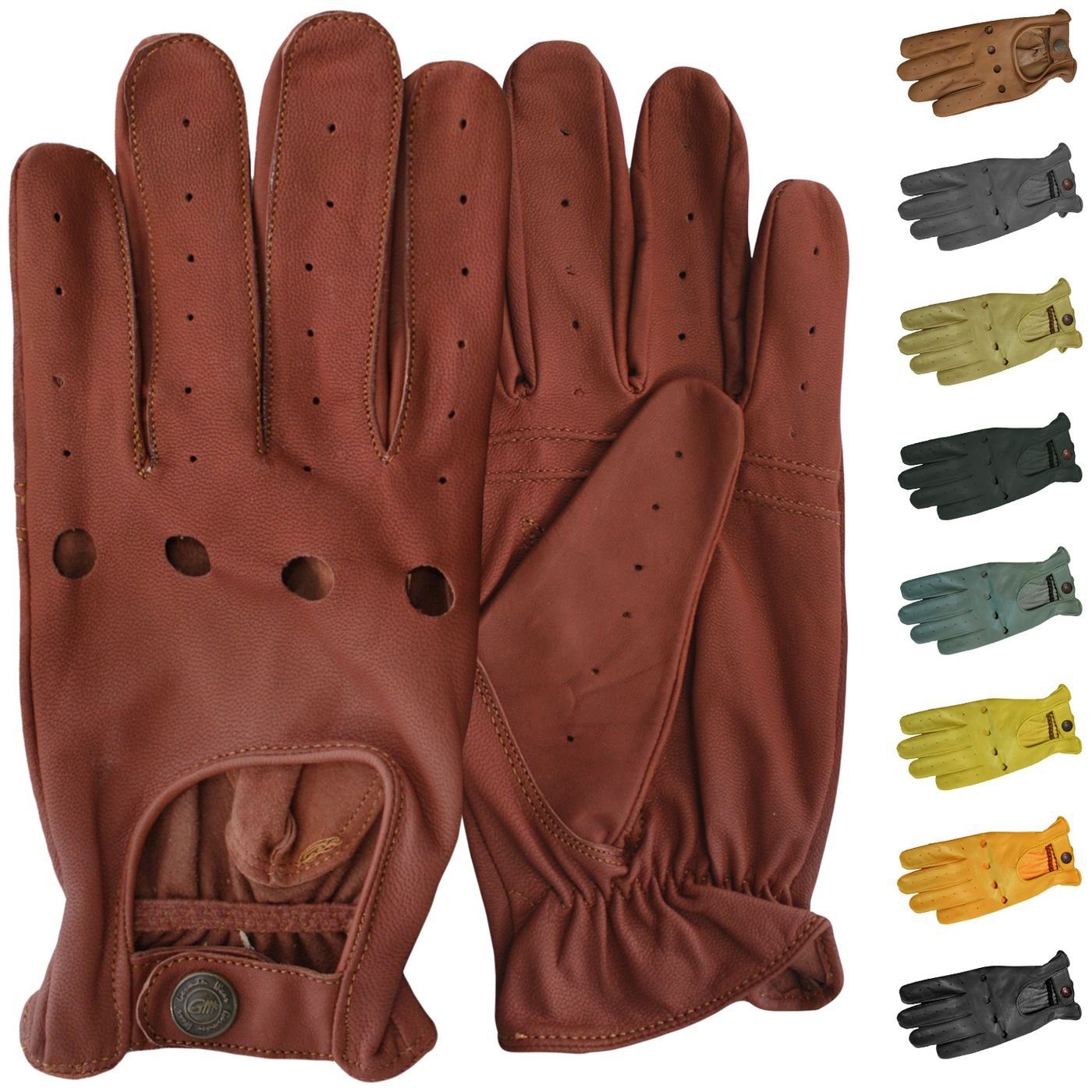 German Wear Lederhandschuhe Driving-GL1 Driving Autofahrer Lederhandschuhe echtes Leder Rotbraun