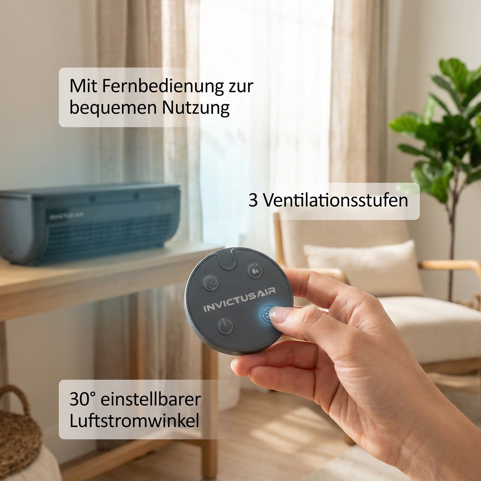 Genius Turmventilator INVICTUS AIR AC5 Luftkühler kabellos, mit Wasserkühlung, Flexibel nutzbar: freistehend oder Wandmontage