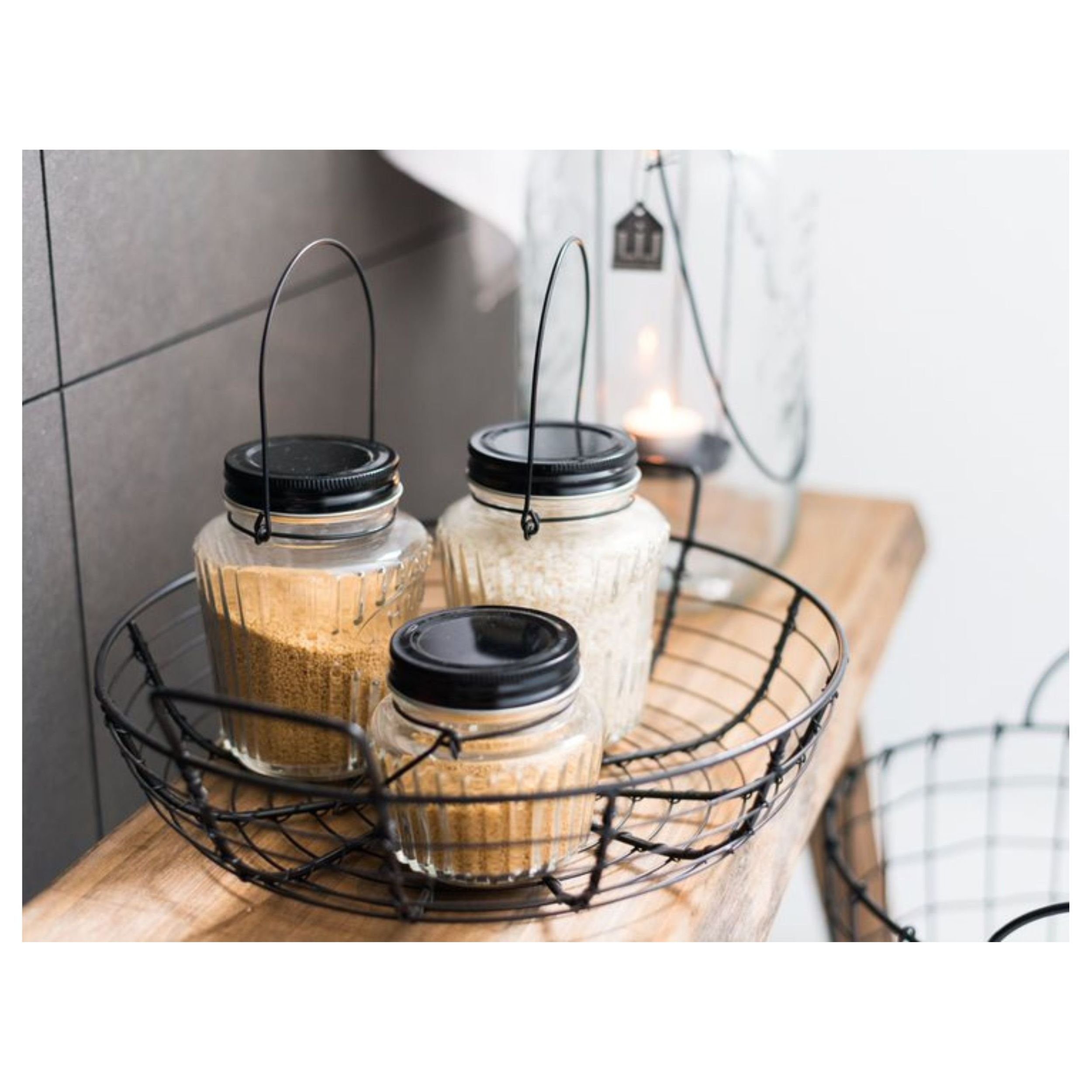 Home Society B.V. Dekoschale Metall Korb Schwarz, Ø40cm günstig online kaufen