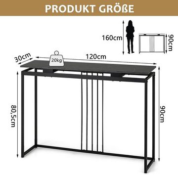 KOMFOTTEU Konsolentisch Beistelltisch, mit Anti-Kipp-Kit, 120 x 30 x 90 cm