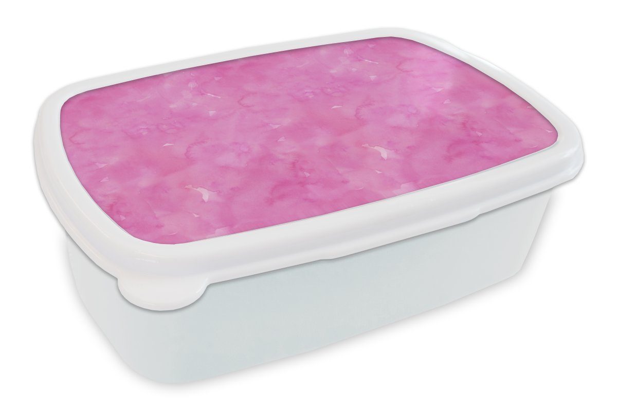 MuchoWow Lunchbox Aquarell - Rosa - Muster, Kunststoff, (2-tlg), Brotbox für Kinder und Erwachsene, Brotdose, für Jungs und Mädchen weiß
